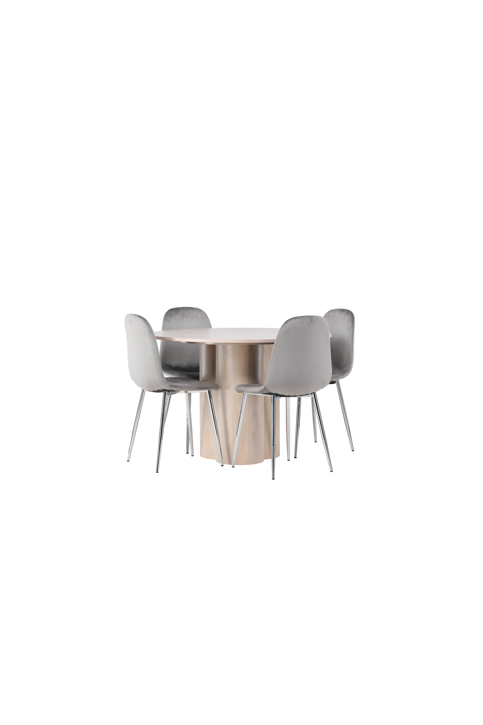 Olivia Esszimmerset + Eva ⌀110cm/4St. in Natur / Hellgrau / Silber präsentiert im Onlineshop von KAQTU Design AG. Esszimmerset ist von Venture Home