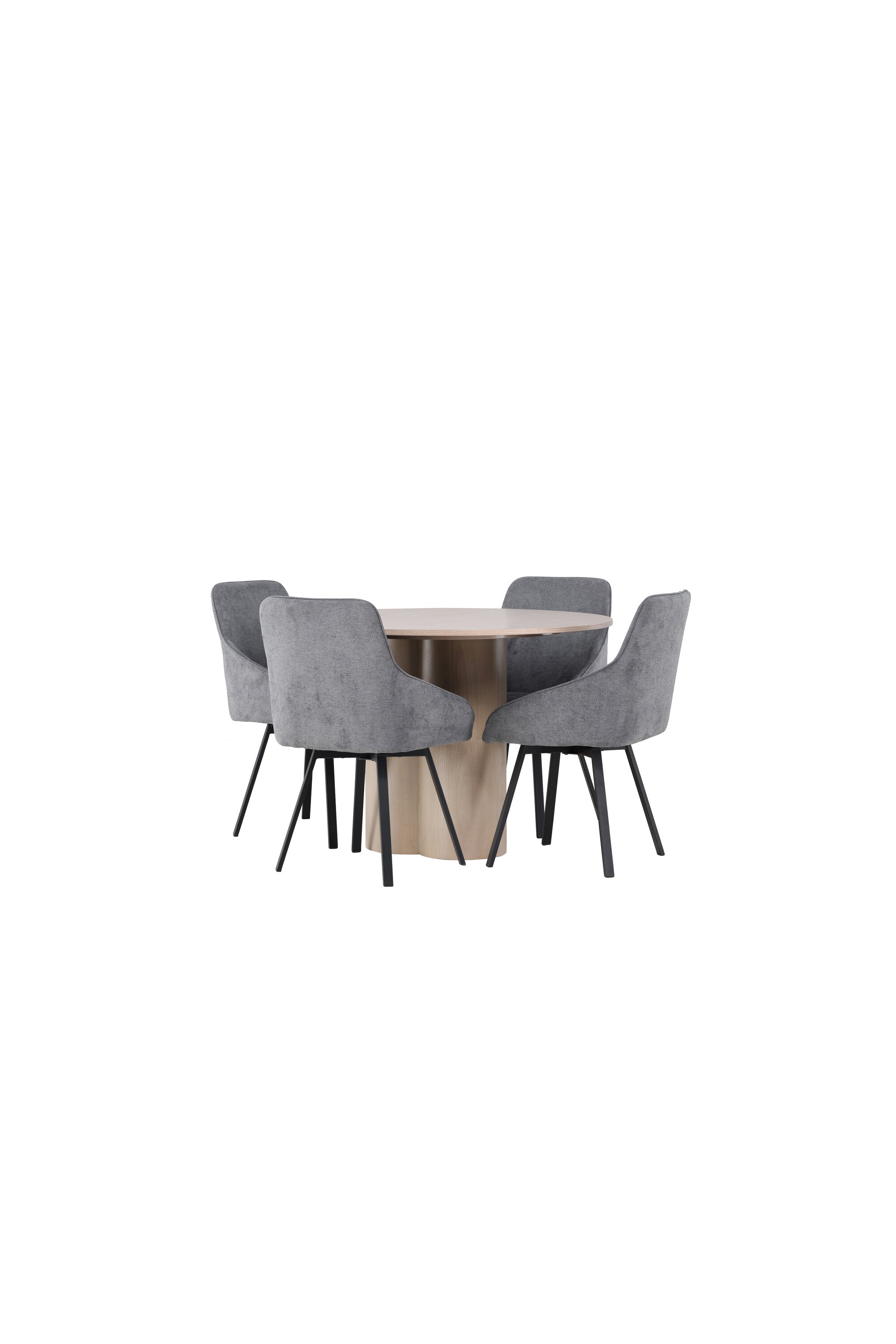 Olivia Esszimmerset + Rosie ⌀110cm/4St. in Natur / Grau / Schwarz präsentiert im Onlineshop von KAQTU Design AG. Esszimmerset ist von Venture Home
