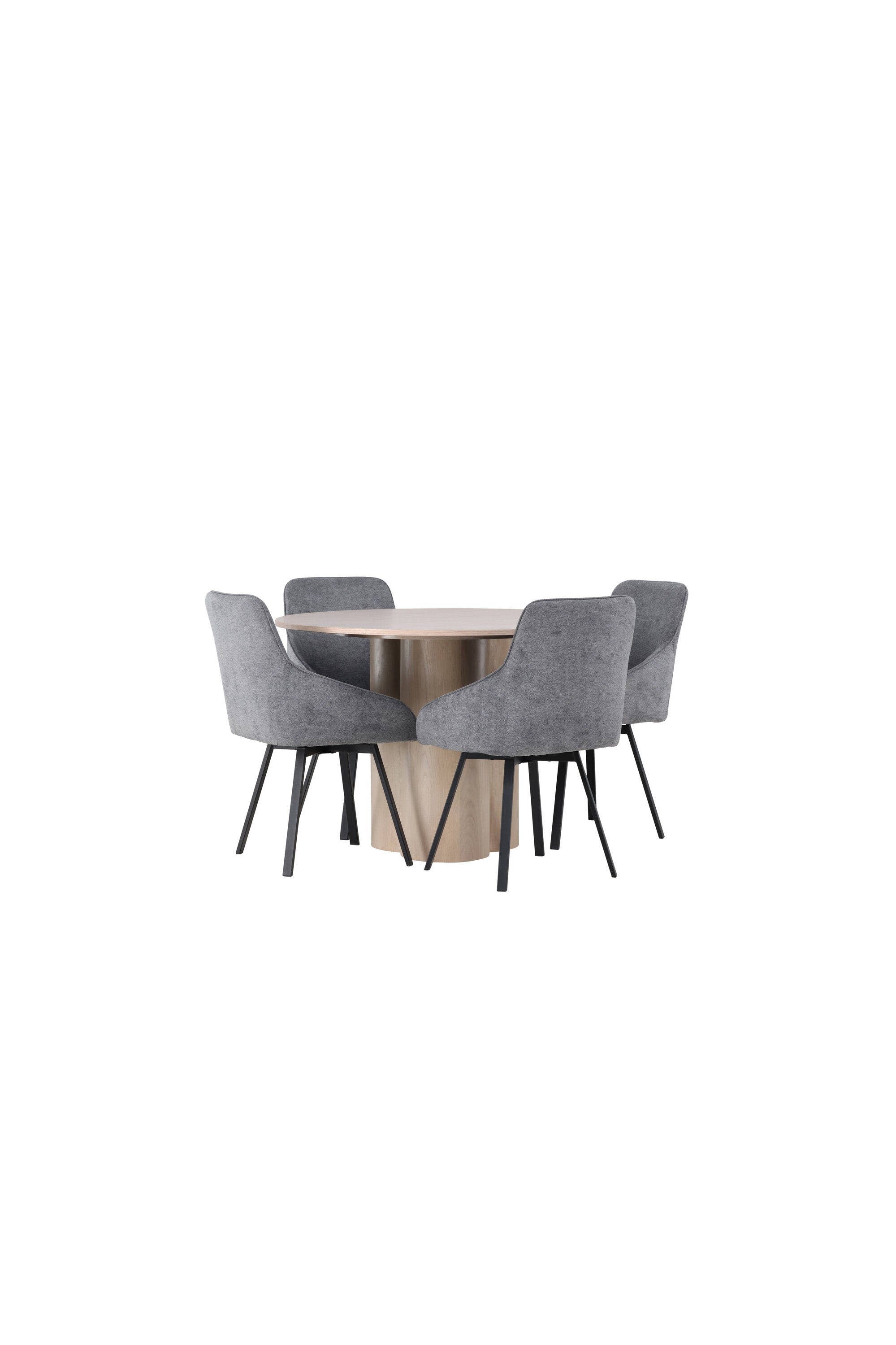 Olivia Esszimmerset + Rosie ⌀110cm/4St. in Natur / Grau / Schwarz präsentiert im Onlineshop von KAQTU Design AG. Esszimmerset ist von Venture Home