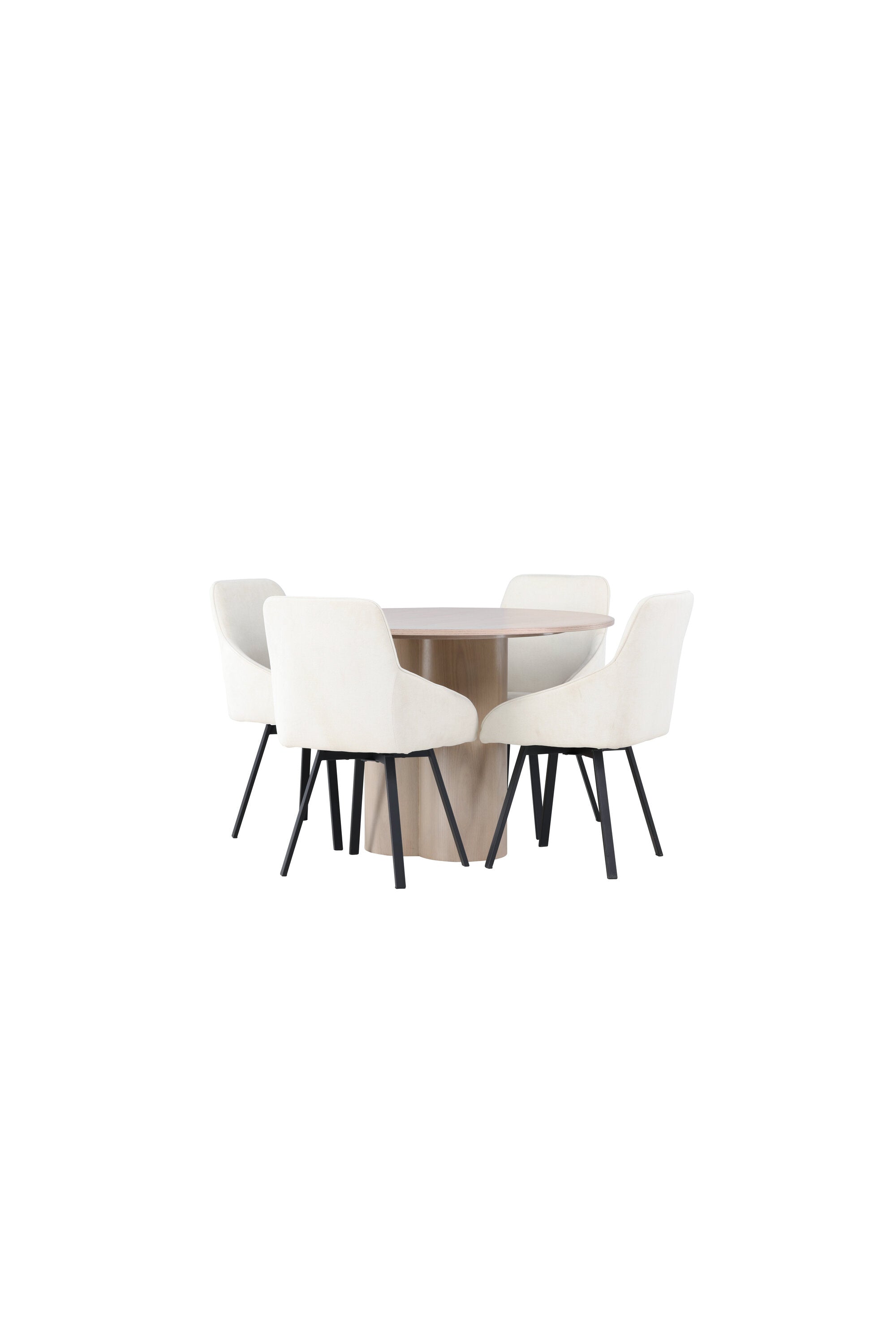 Olivia Esszimmerset + Rosie ⌀110cm/4St. in Natur / Beige / Schwarz präsentiert im Onlineshop von KAQTU Design AG. Esszimmerset ist von Venture Home