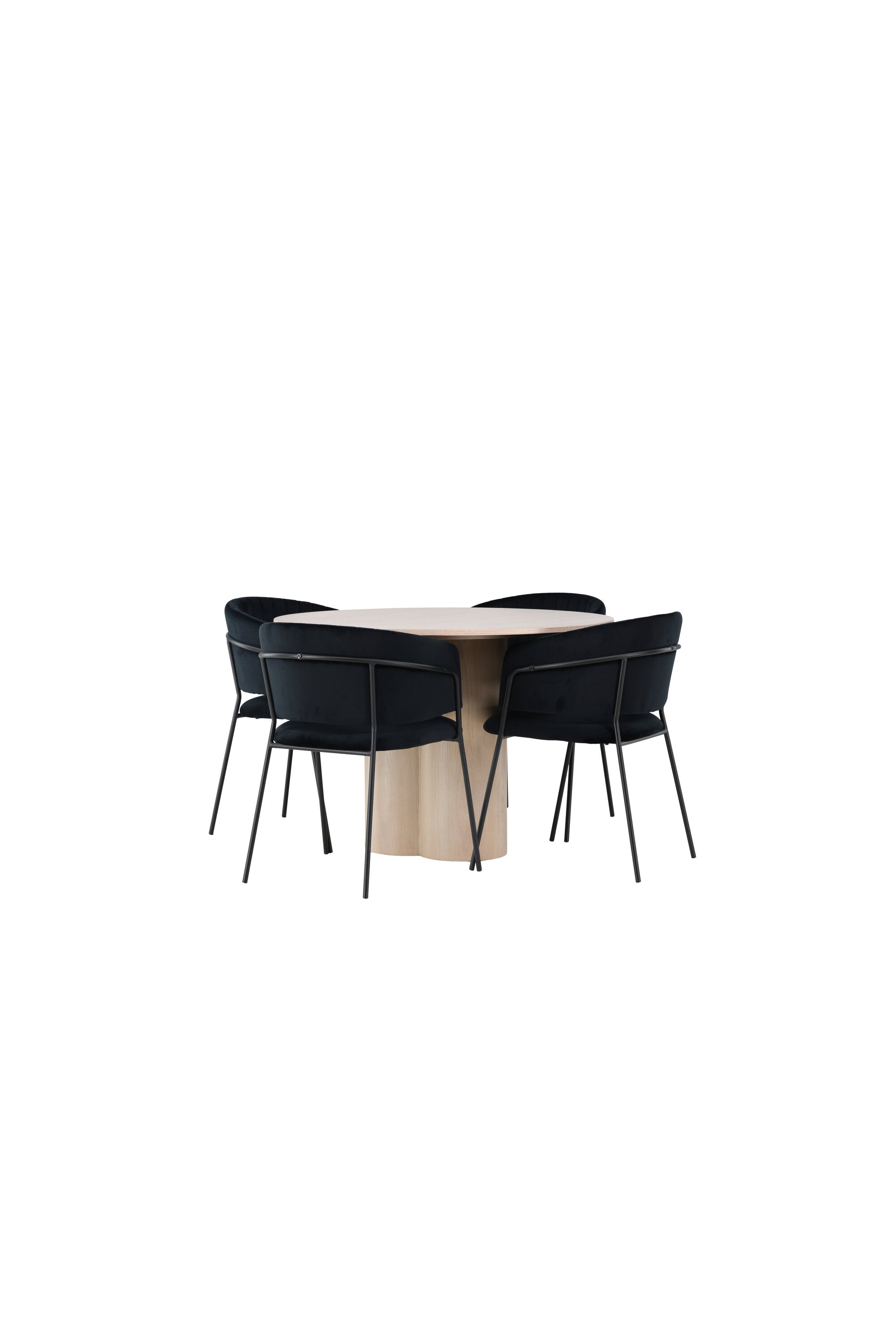 Olivia Esszimmerset + Selma ⌀110cm/4St. in Natur / Schwarz präsentiert im Onlineshop von KAQTU Design AG. Esszimmerset ist von Venture Home