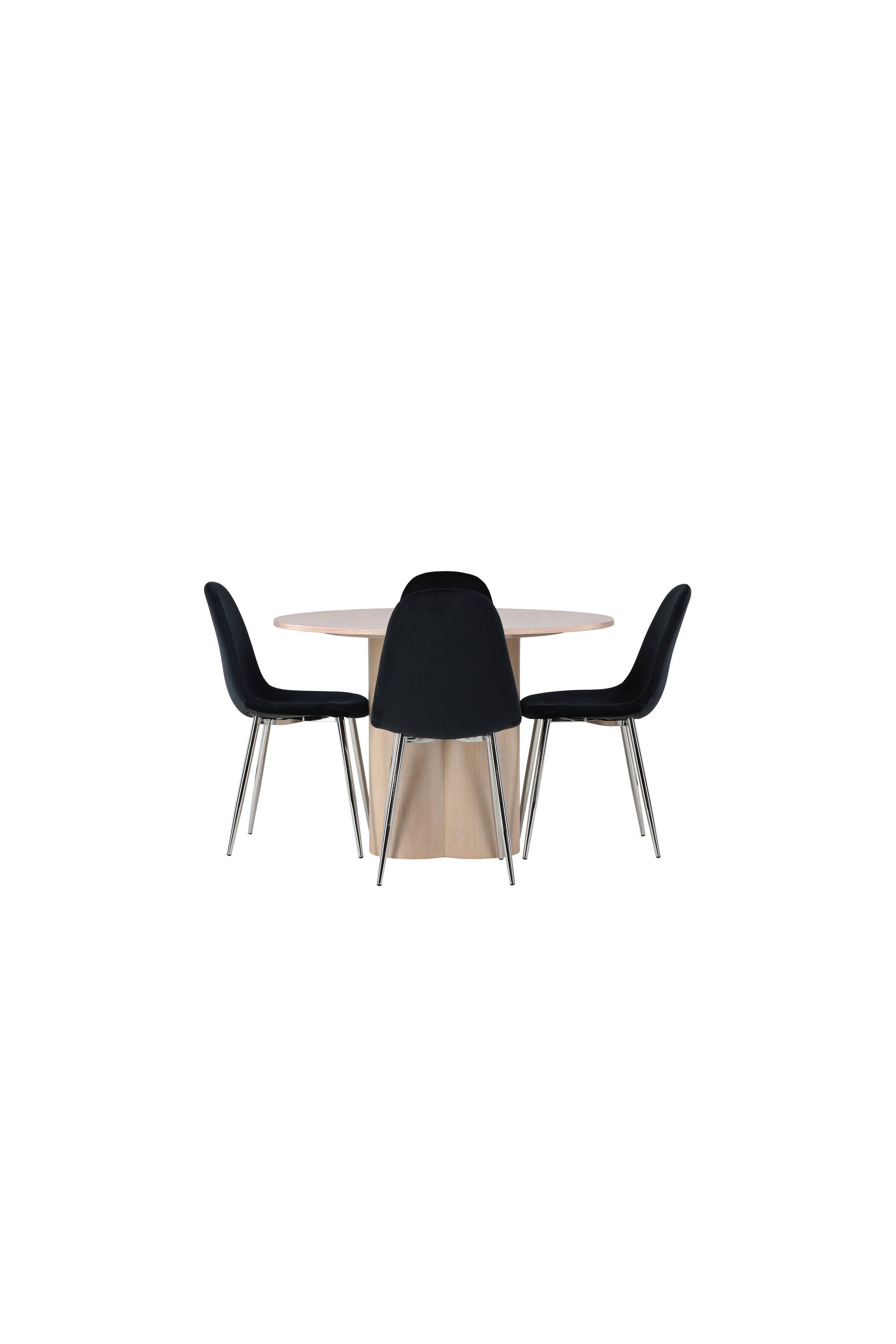 Olivia Esszimmerset + Polar ⌀110cm/4St. in Natur / Schwarzes Silber präsentiert im Onlineshop von KAQTU Design AG. Esszimmerset ist von Venture Home