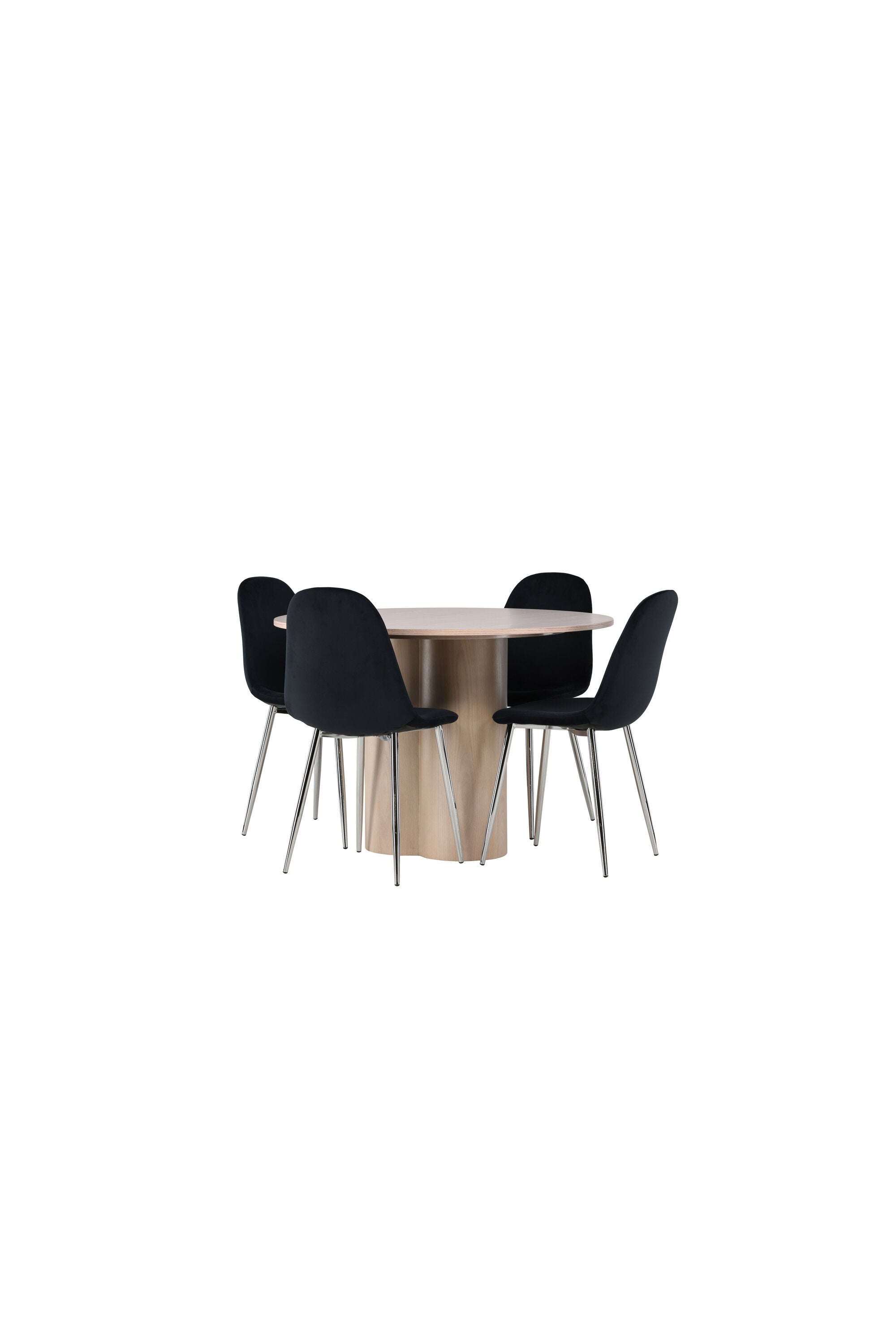 Olivia Esszimmerset + Polar ⌀110cm/4St. in Natur / Schwarzes Silber präsentiert im Onlineshop von KAQTU Design AG. Esszimmerset ist von Venture Home