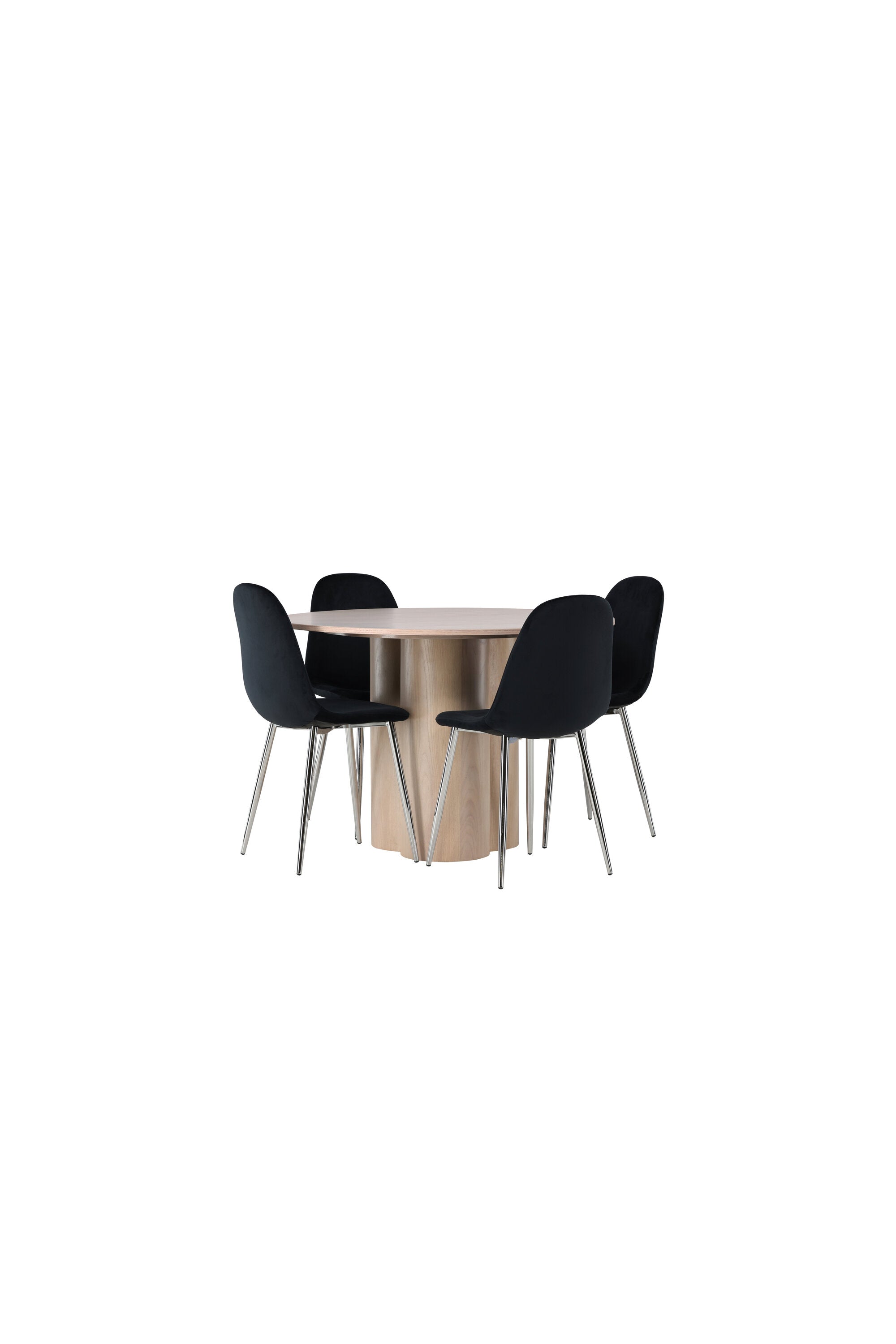Olivia Esszimmerset + Polar ⌀110cm/4St. in Natur / Schwarzes Silber präsentiert im Onlineshop von KAQTU Design AG. Esszimmerset ist von Venture Home