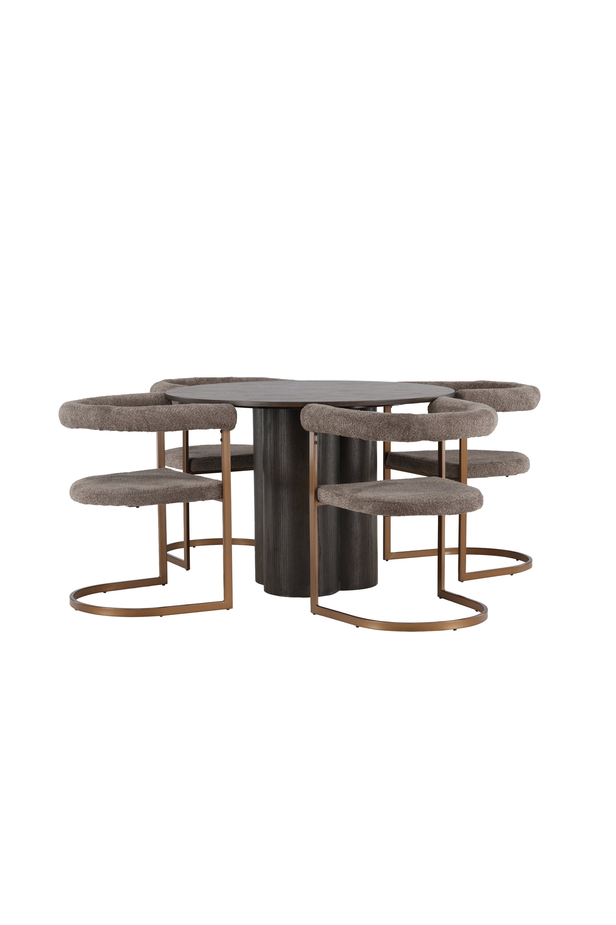 Olivia Esszimmerset + Morning ⌀110cm/4St. in Braun-grau präsentiert im Onlineshop von KAQTU Design AG. Esszimmerset ist von Venture Home