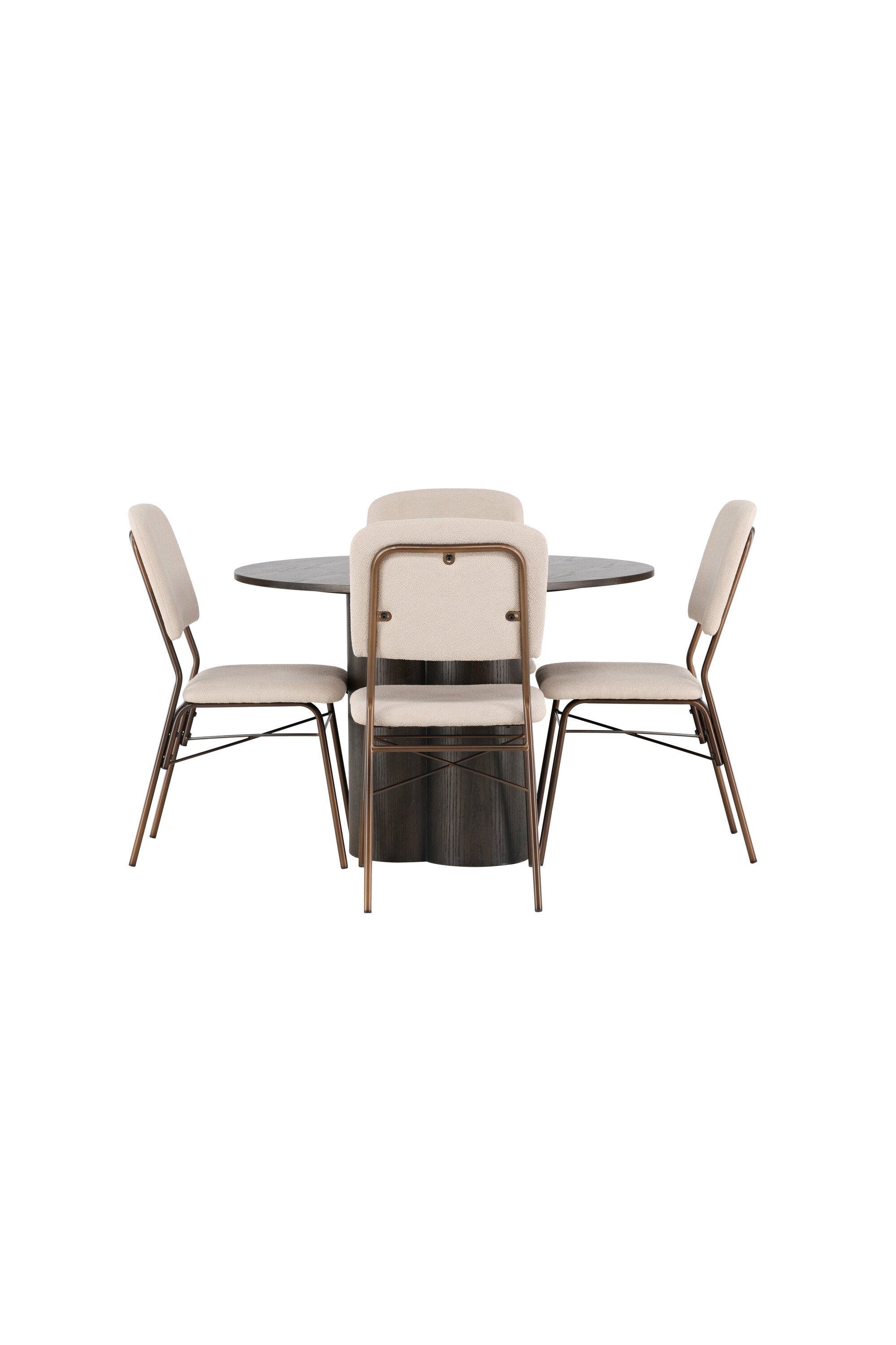 Olivia Esszimmerset + Seda ⌀110cm/4St. in Beige / Braun präsentiert im Onlineshop von KAQTU Design AG. Esszimmerset ist von Venture Home