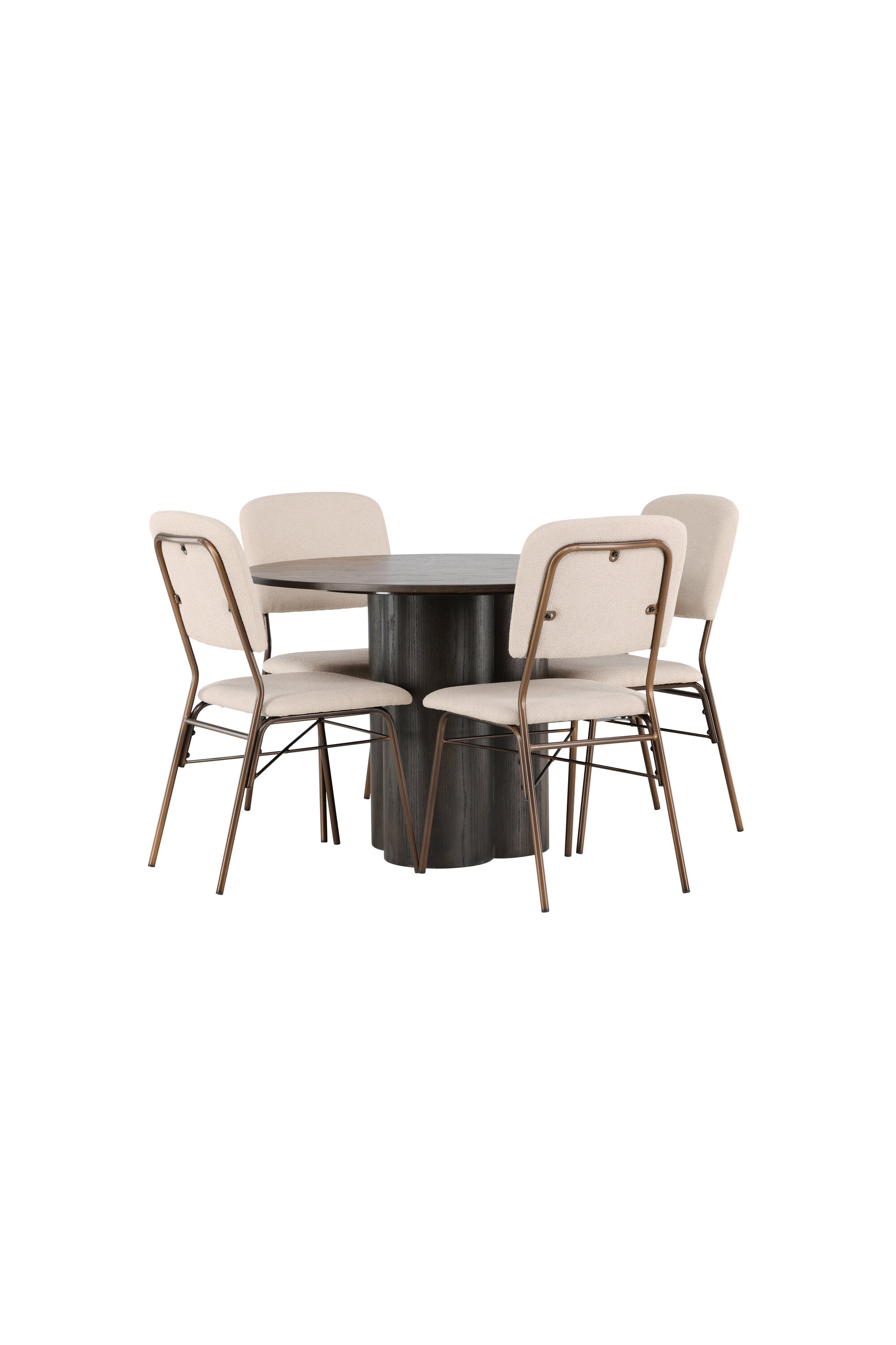Olivia Esszimmerset + Seda ⌀110cm/4St. in Beige / Braun präsentiert im Onlineshop von KAQTU Design AG. Esszimmerset ist von Venture Home