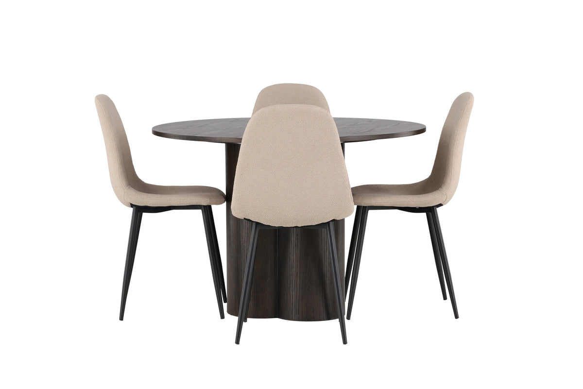 Olivia Esszimmerset + Polar ⌀110cm/4St. in Braun / Beige / Schwarz präsentiert im Onlineshop von KAQTU Design AG. Esszimmerset ist von Venture Home