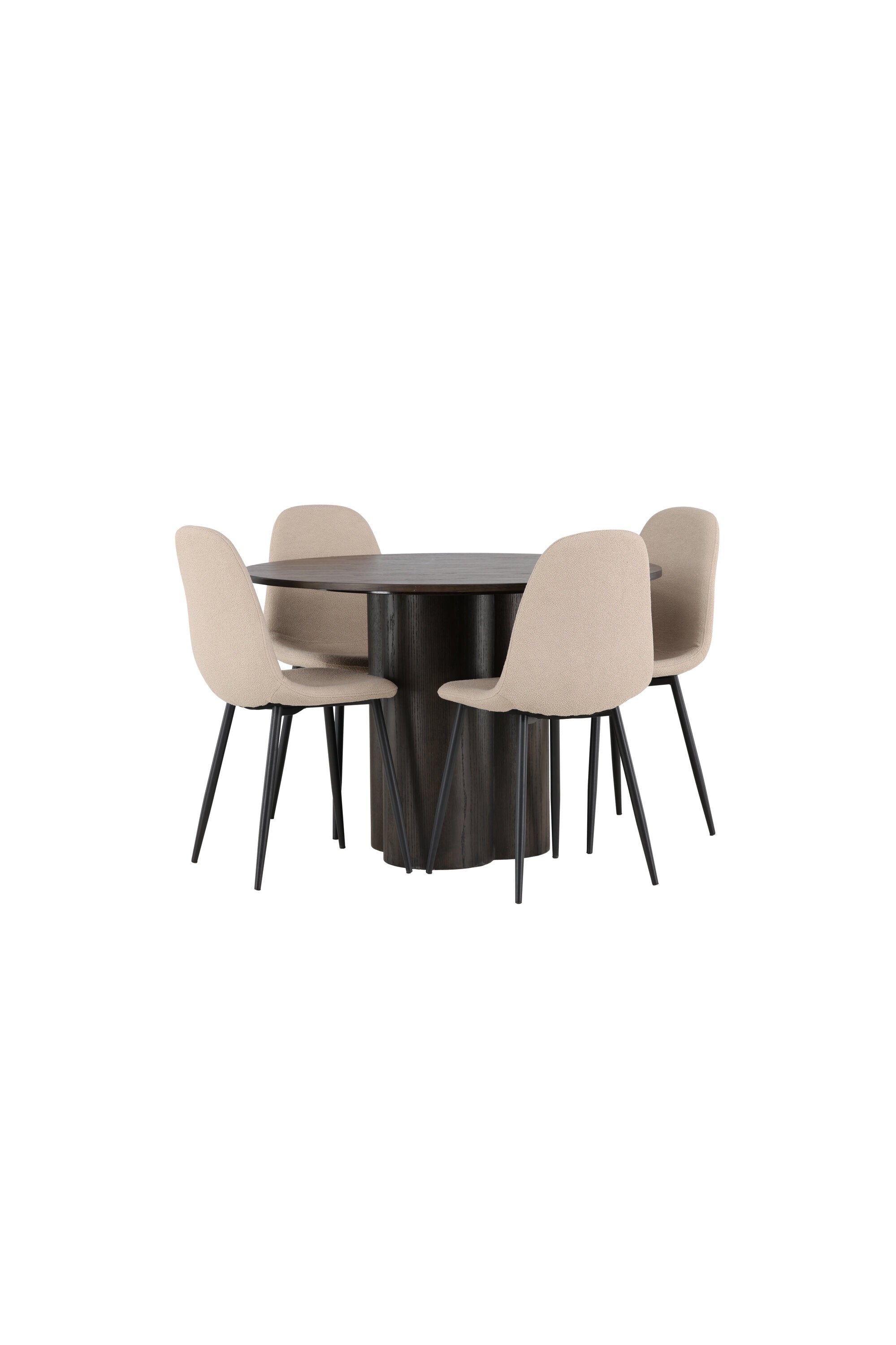 Olivia Esszimmerset + Polar ⌀110cm/4St. in Braun / Beige / Schwarz präsentiert im Onlineshop von KAQTU Design AG. Esszimmerset ist von Venture Home