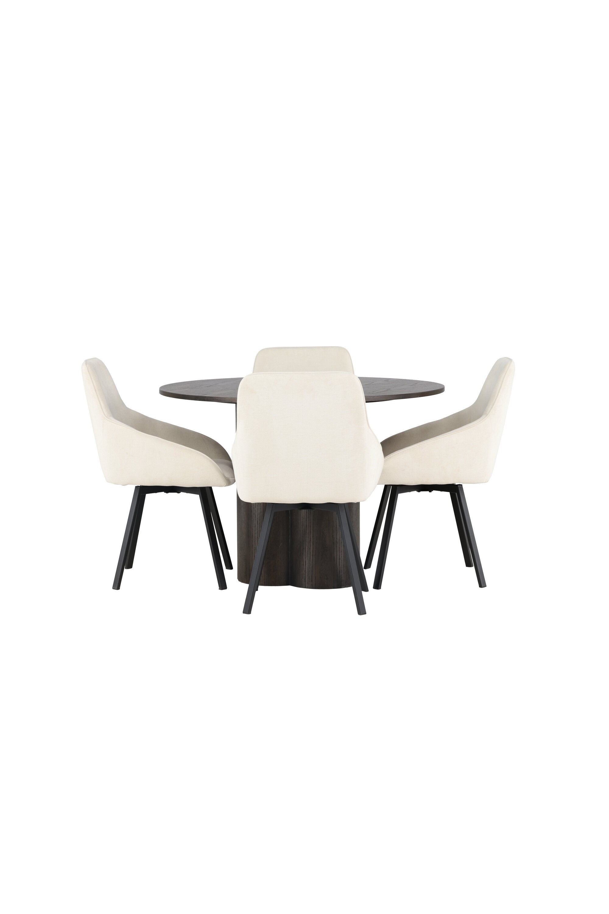 Olivia Esszimmerset + Rosie ⌀110cm/4St. in Braun / Beige / Schwarz präsentiert im Onlineshop von KAQTU Design AG. Esszimmerset ist von Venture Home