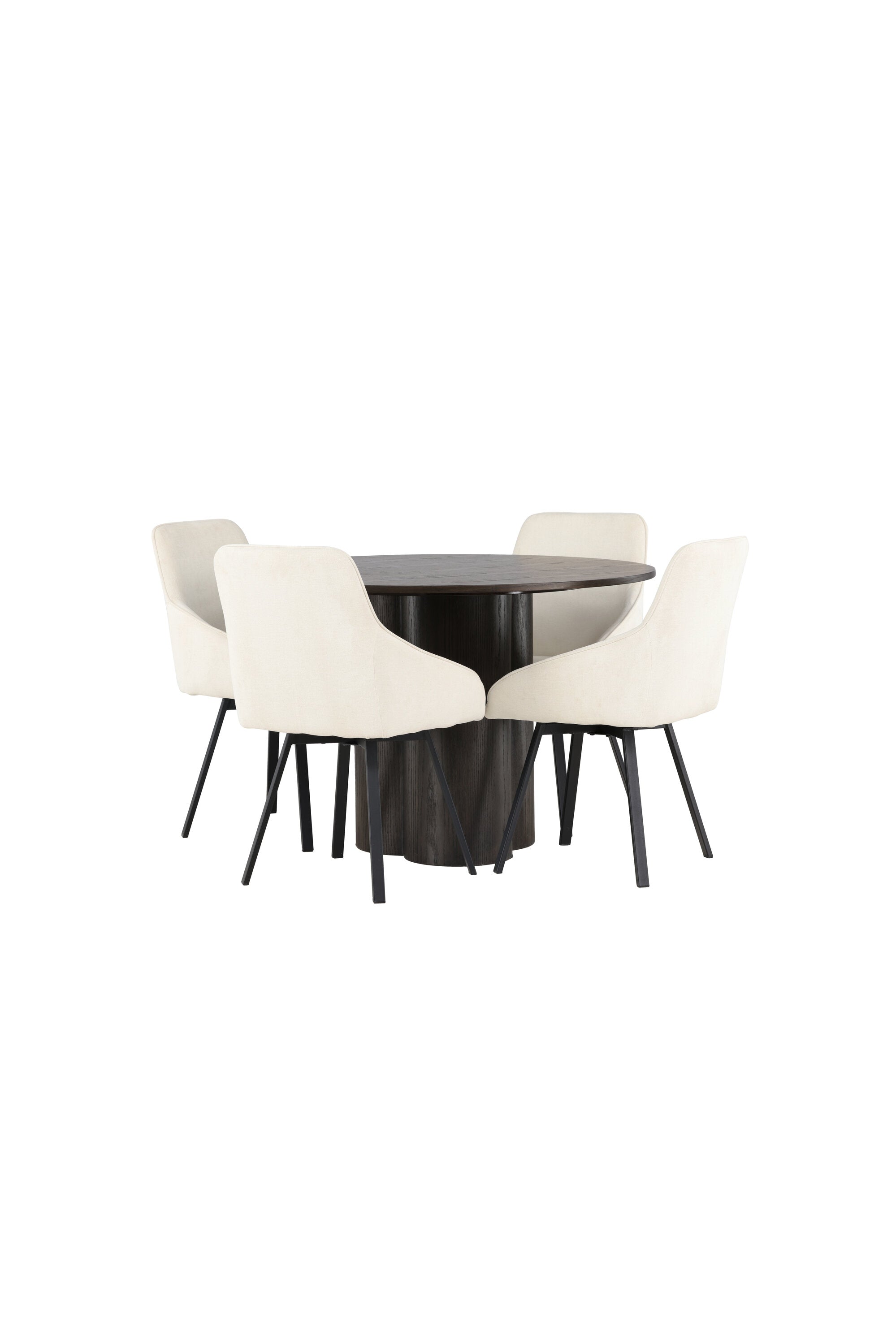 Olivia Esszimmerset + Rosie ⌀110cm/4St. in Braun / Beige / Schwarz präsentiert im Onlineshop von KAQTU Design AG. Esszimmerset ist von Venture Home