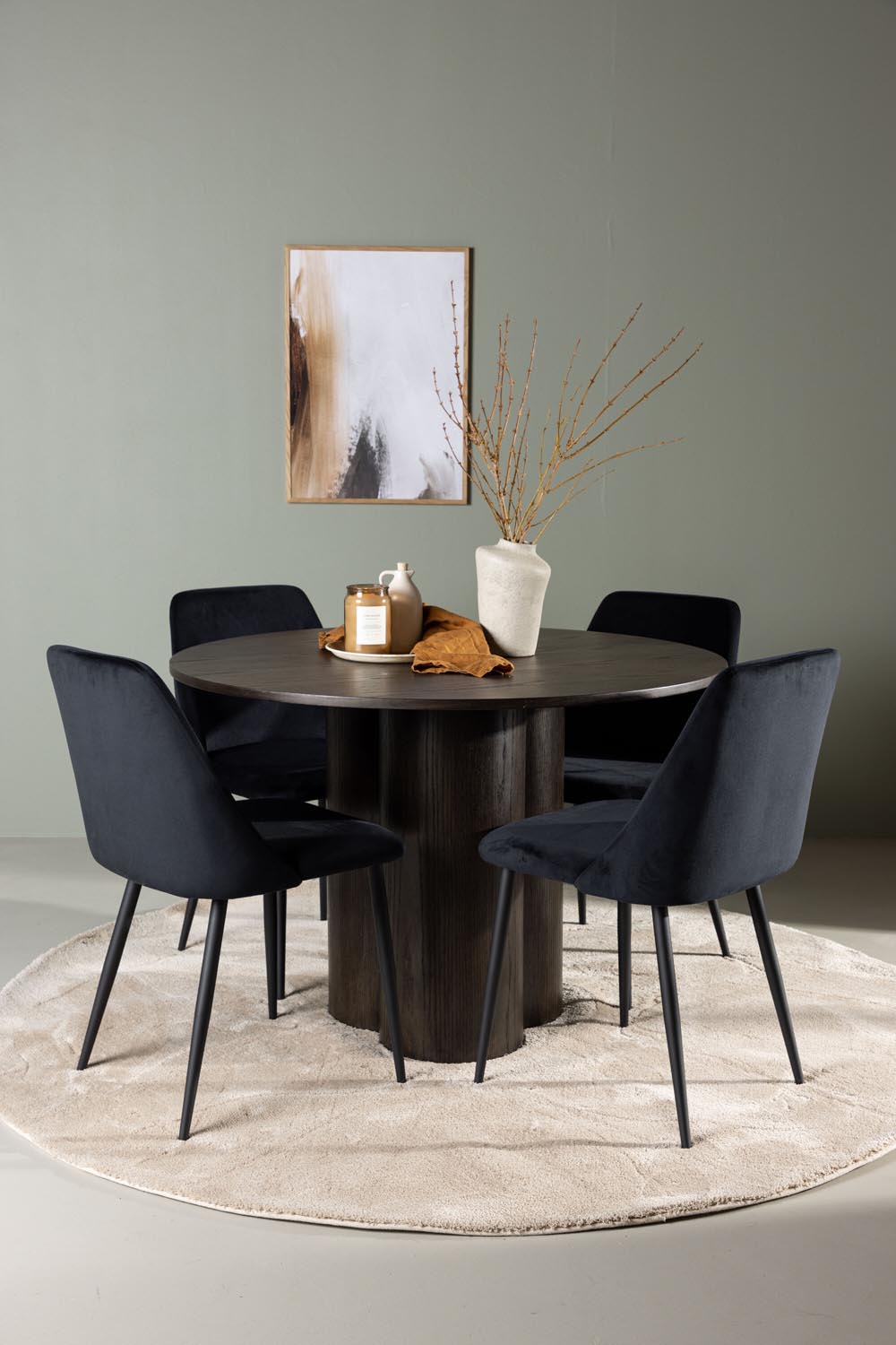 Olivia Esszimmerset + Night ⌀110cm/4St. in Braun / Schwarz präsentiert im Onlineshop von KAQTU Design AG. Esszimmerset ist von Venture Home
