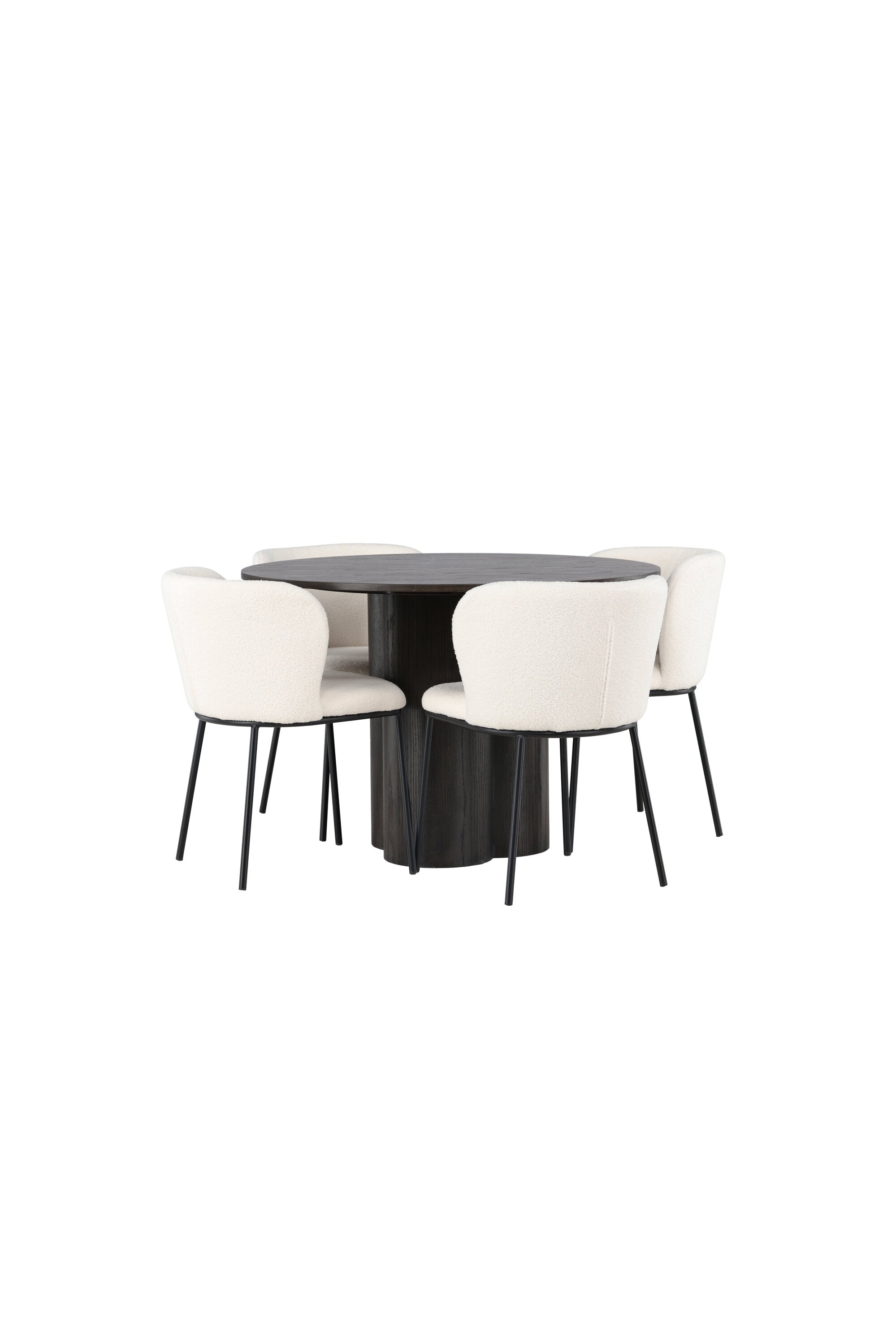 Olivia Esszimmerset + Edina ⌀110cm/4St. in Braun / Schwarz / Weiss präsentiert im Onlineshop von KAQTU Design AG. Esszimmerset ist von Venture Home