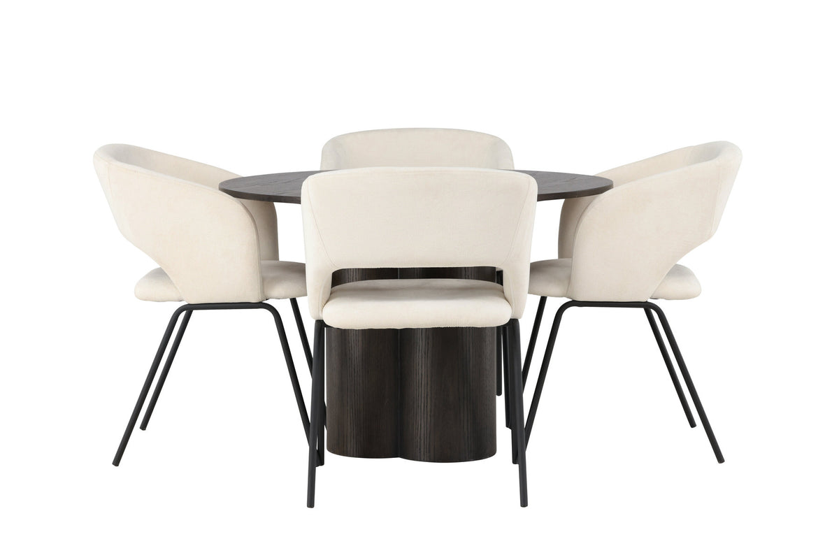 Olivia Esszimmerset + Day ⌀110cm/4St. in Braun / Schwarz / Weiss präsentiert im Onlineshop von KAQTU Design AG. Esszimmerset ist von Venture Home