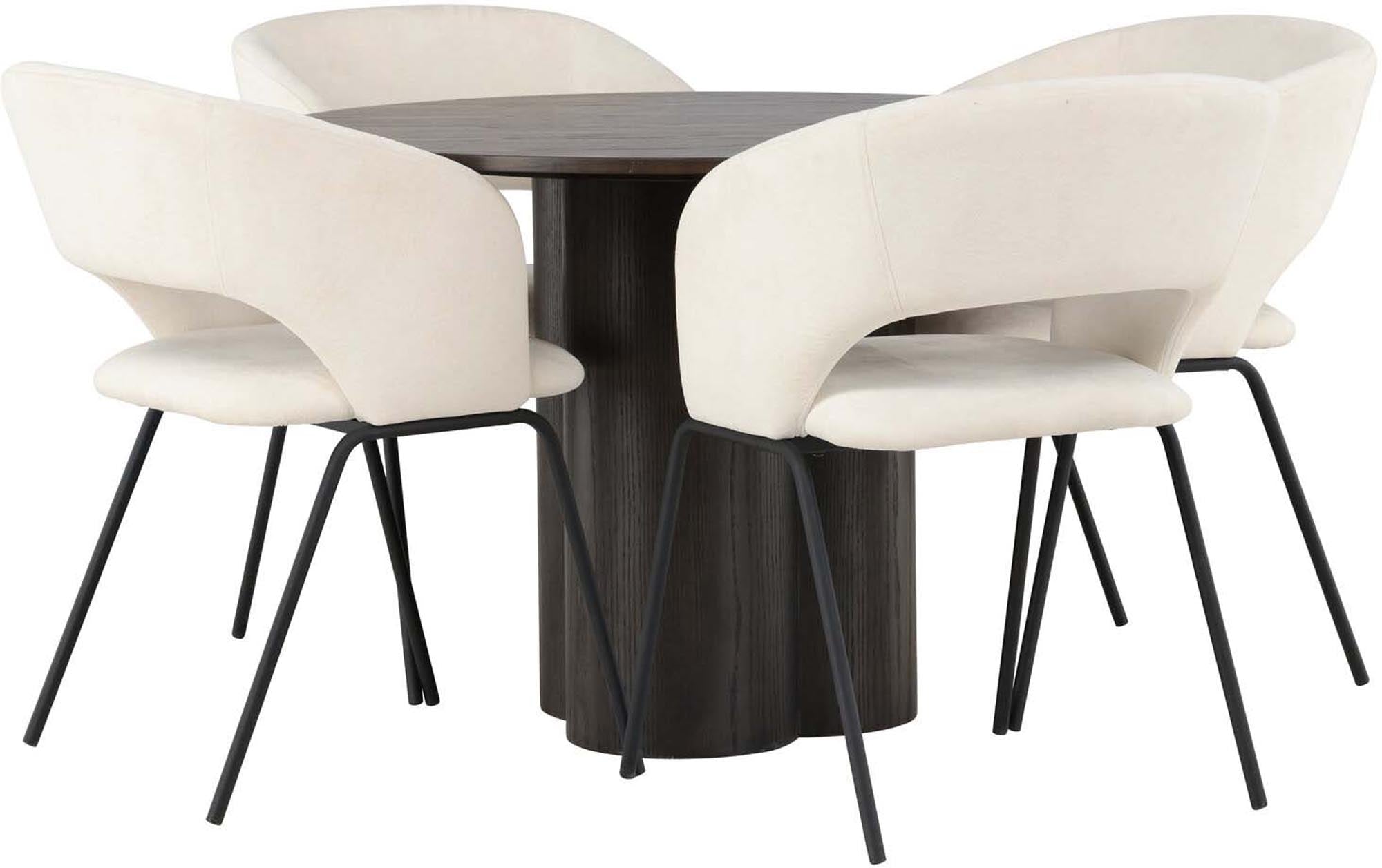 Stilvolles Olivia Esszimmerset, rund, 4 Stühle, von Venture Home.