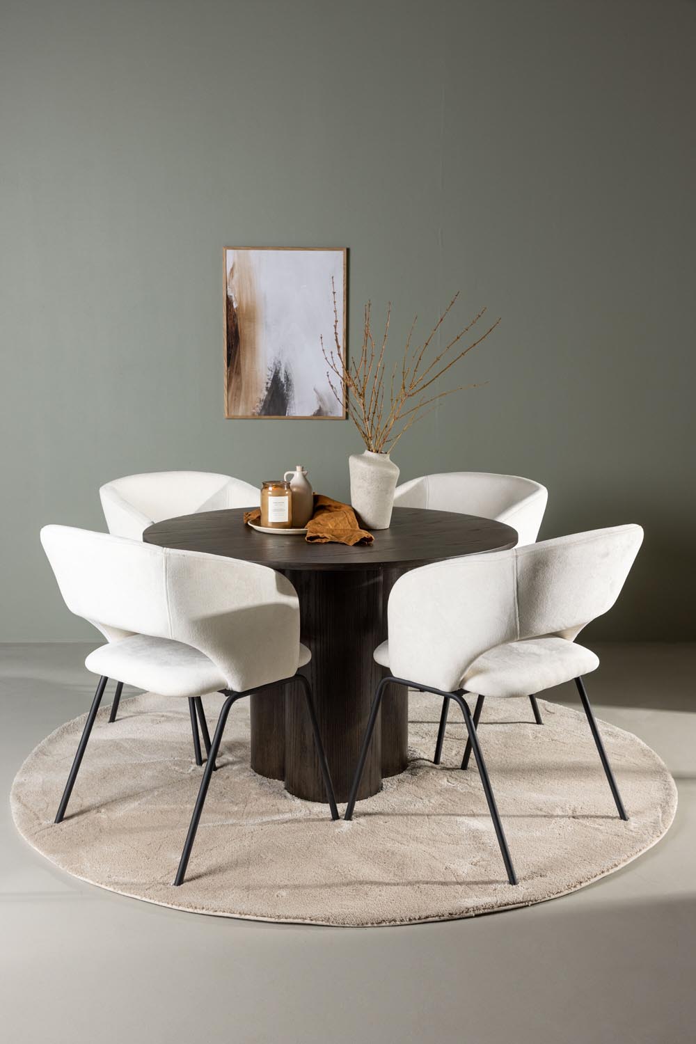 Olivia Esszimmerset + Day ⌀110cm/4St. in Braun / Schwarz / Weiss präsentiert im Onlineshop von KAQTU Design AG. Esszimmerset ist von Venture Home