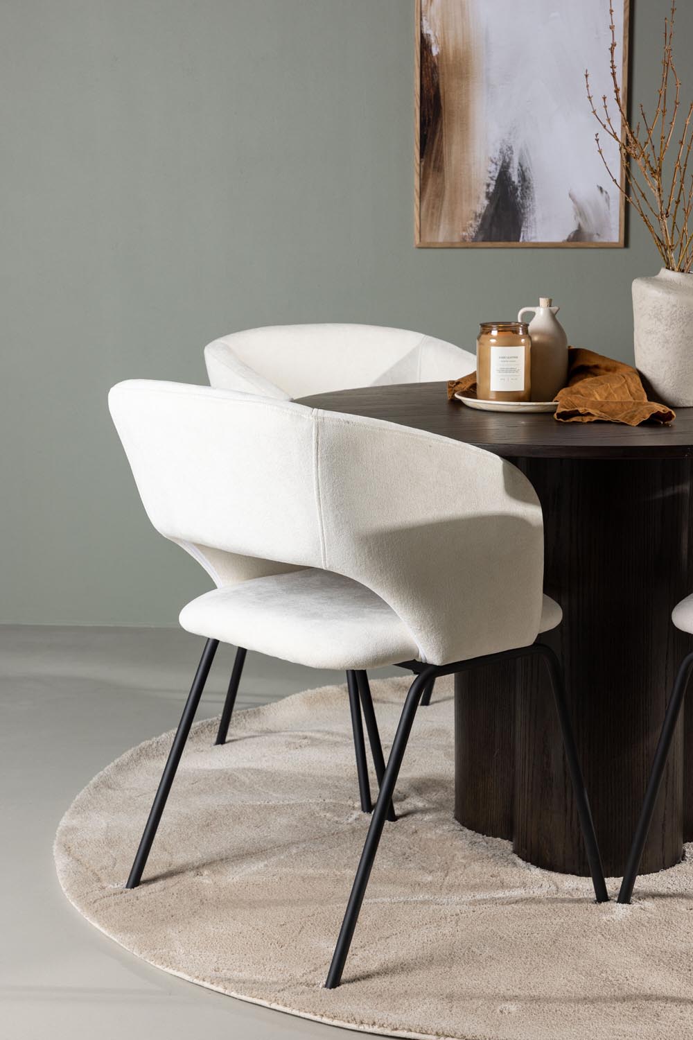Olivia Esszimmerset + Day ⌀110cm/4St. in Braun / Schwarz / Weiss präsentiert im Onlineshop von KAQTU Design AG. Esszimmerset ist von Venture Home