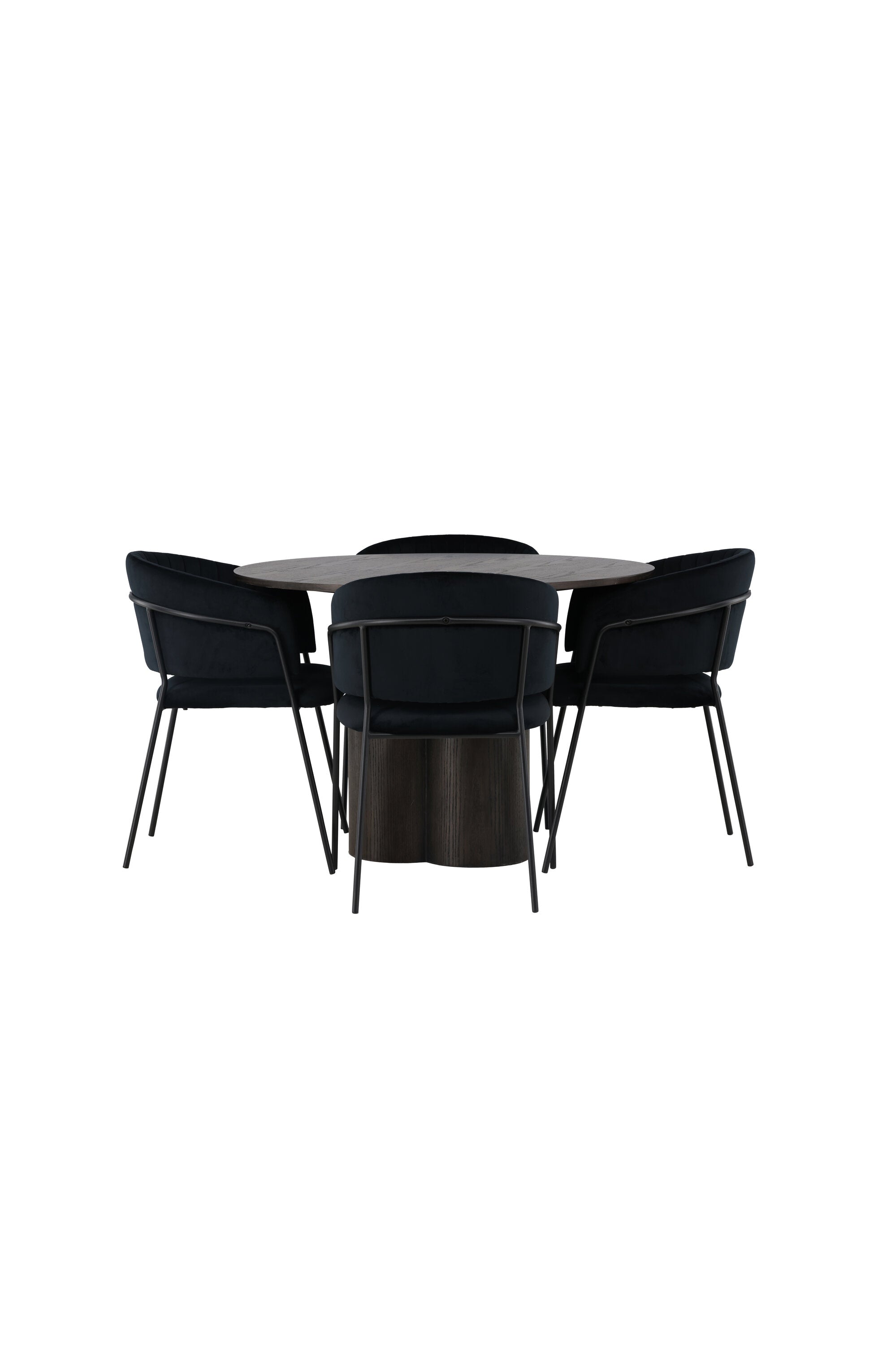 Olivia Esszimmerset + Selma ⌀110cm/4St. in Braun / Schwarz präsentiert im Onlineshop von KAQTU Design AG. Esszimmerset ist von Venture Home