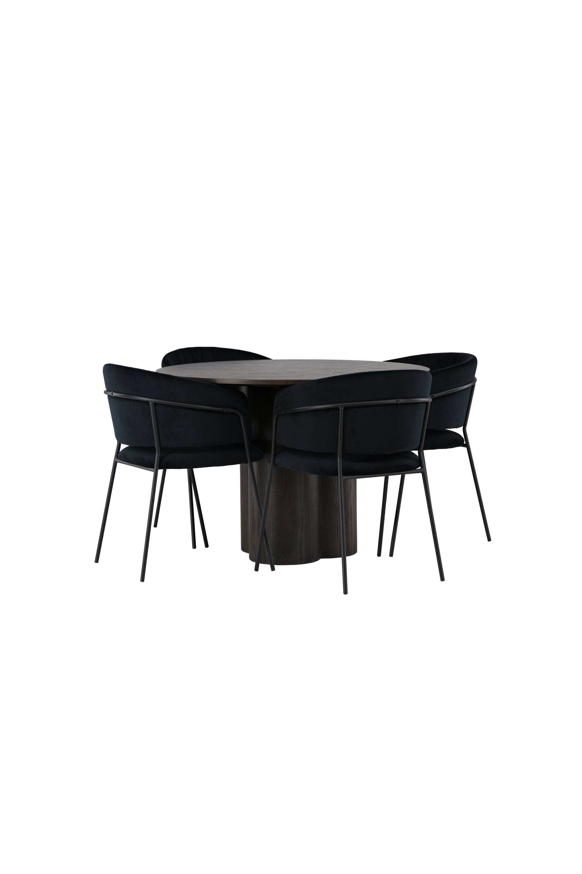 Olivia Esszimmerset + Selma ⌀110cm/4St. in Braun / Schwarz präsentiert im Onlineshop von KAQTU Design AG. Esszimmerset ist von Venture Home