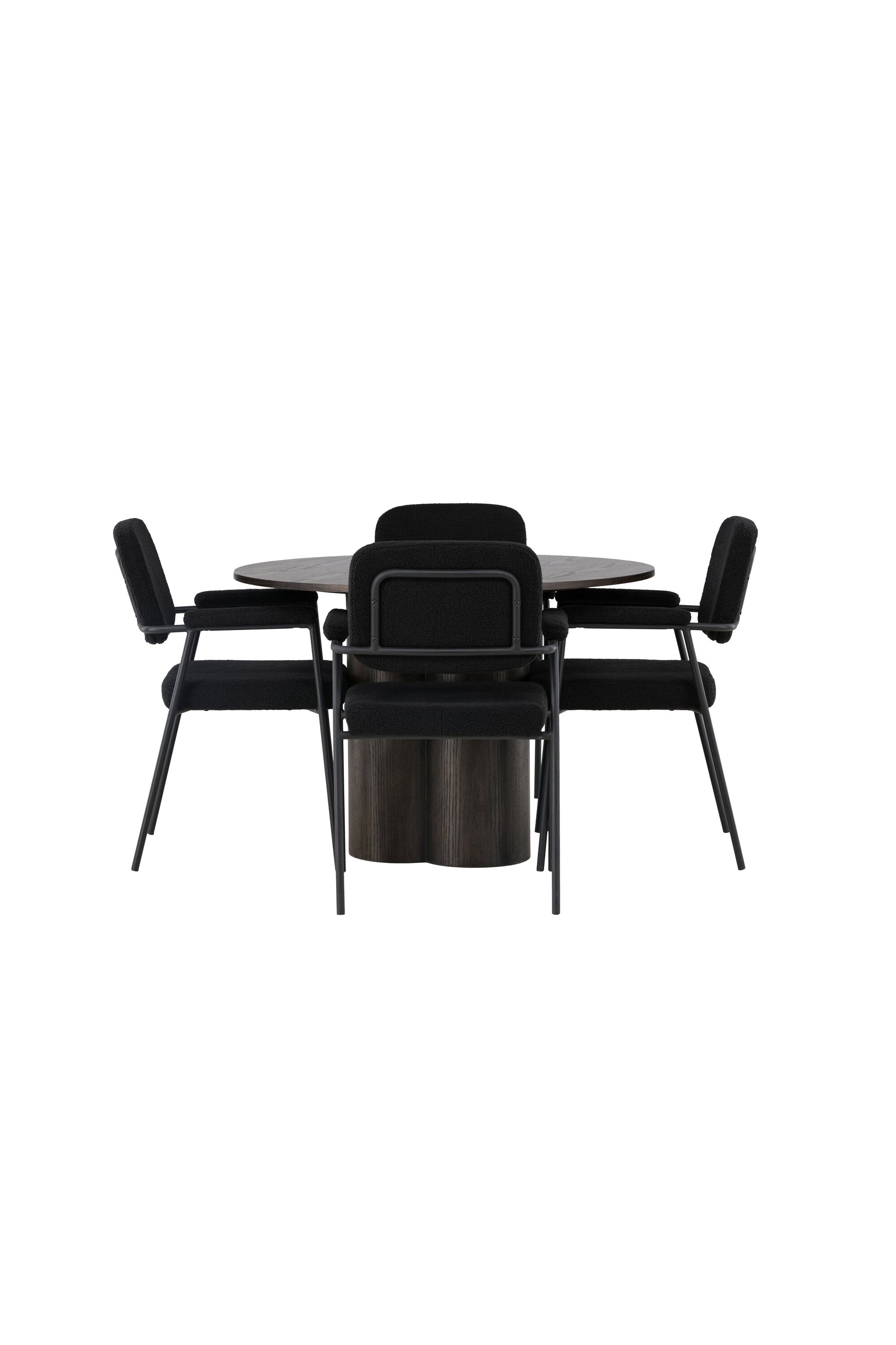 Olivia Esszimmerset + Yesterday ⌀110cm/4St. in Braun / Schwarz präsentiert im Onlineshop von KAQTU Design AG. Esszimmerset ist von Venture Home