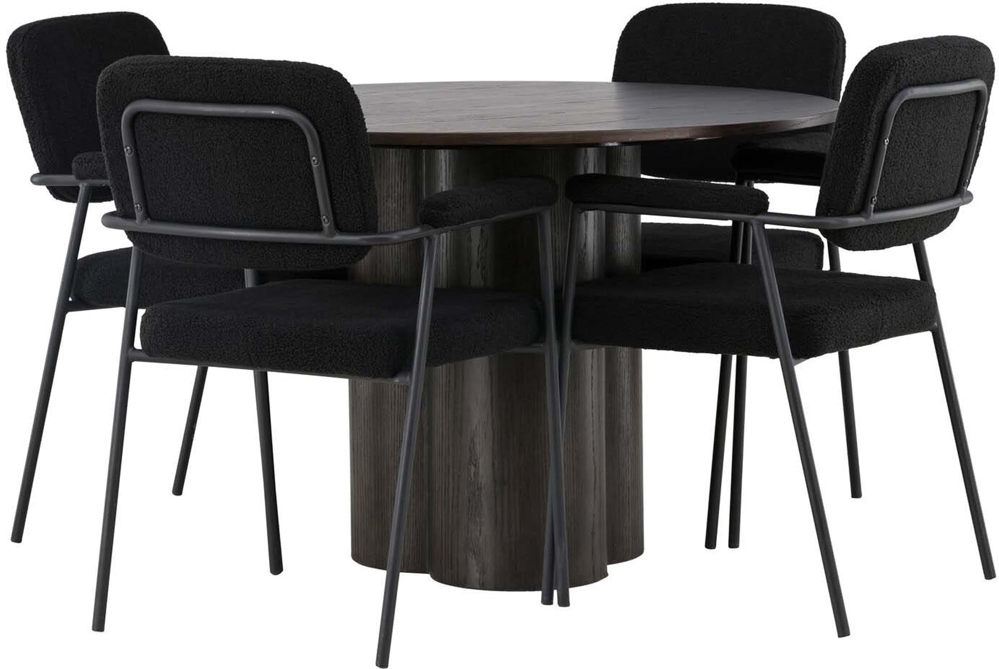 Elegantes Olivia Esszimmerset mit rundem Tisch und 4 Stühlen, Venture.