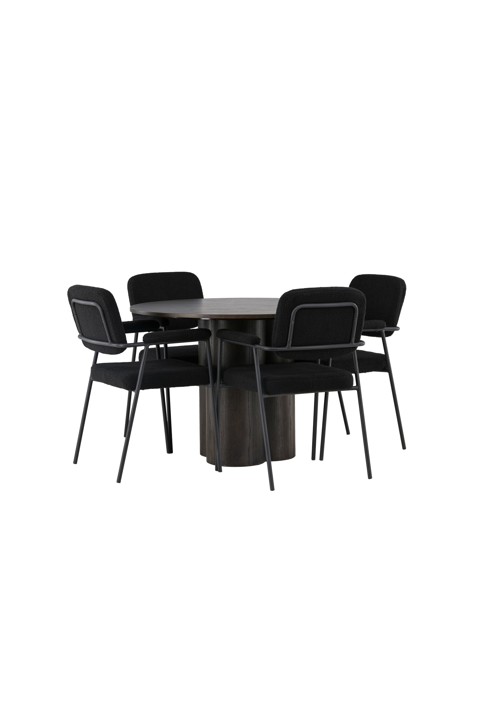 Olivia Esszimmerset + Yesterday ⌀110cm/4St. in Braun / Schwarz präsentiert im Onlineshop von KAQTU Design AG. Esszimmerset ist von Venture Home