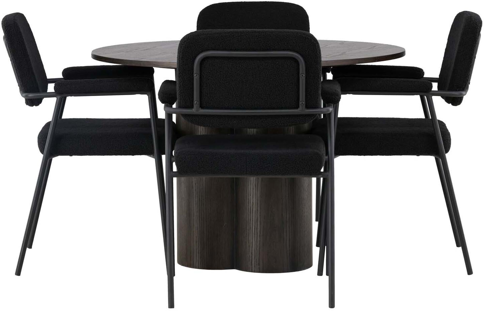 Stilvolles Olivia Esszimmerset, 4 Stühle, ⌀110cm, von Venture Home.