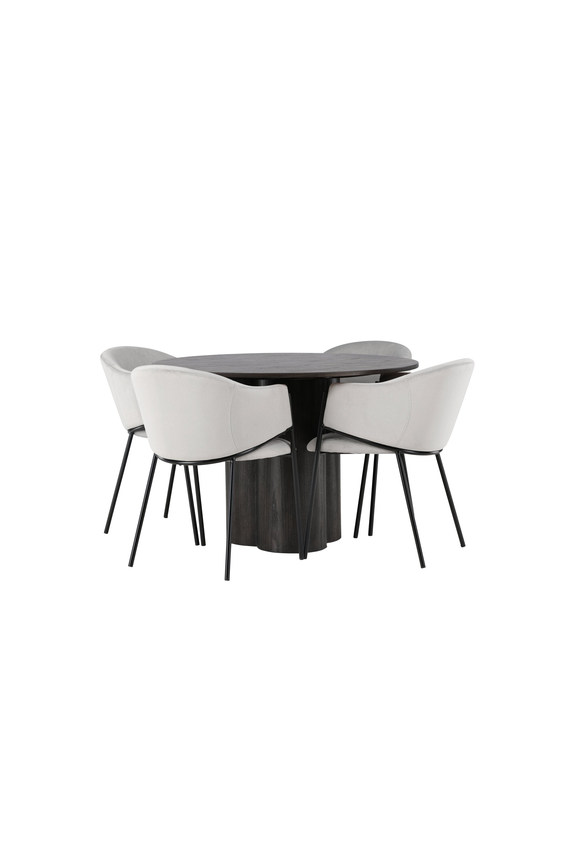 Olivia Esszimmerset + Evelina ⌀110cm/4St. in Schwarzgrau präsentiert im Onlineshop von KAQTU Design AG. Esszimmerset ist von Venture Home