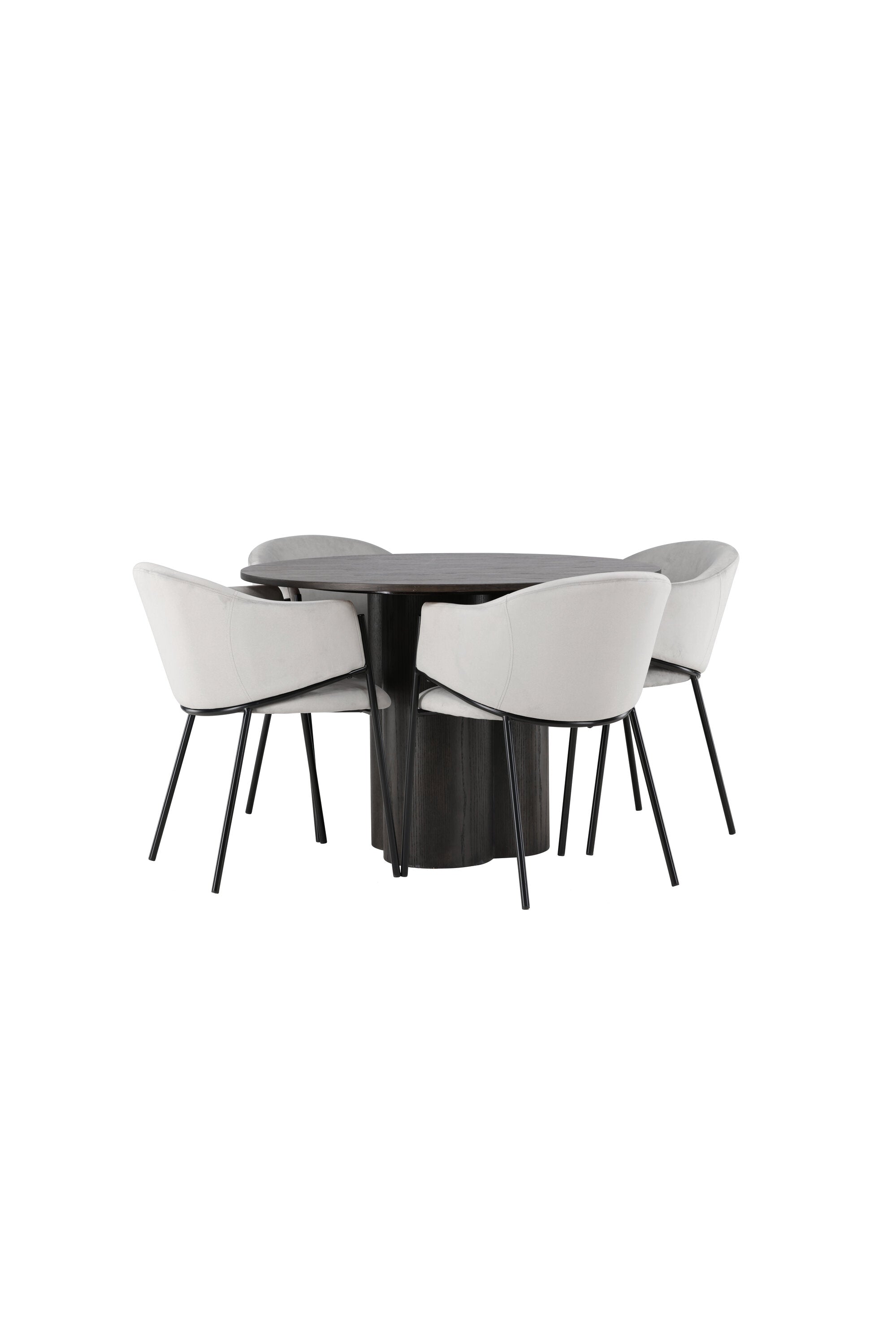 Olivia Esszimmerset + Evelina ⌀110cm/4St. in Schwarzgrau präsentiert im Onlineshop von KAQTU Design AG. Esszimmerset ist von Venture Home