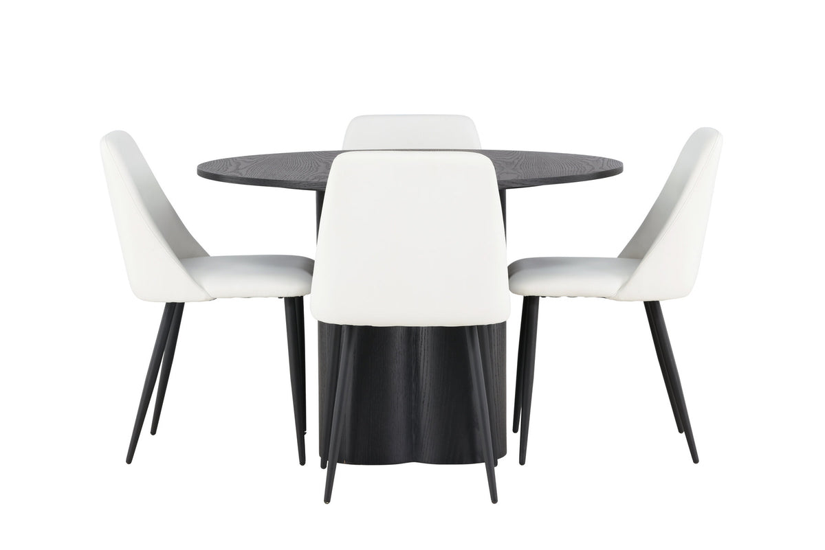 Olivia Esszimmerset + Night ⌀110cm/4St. in Schwarz / Weiss präsentiert im Onlineshop von KAQTU Design AG. Esszimmerset ist von Venture Home