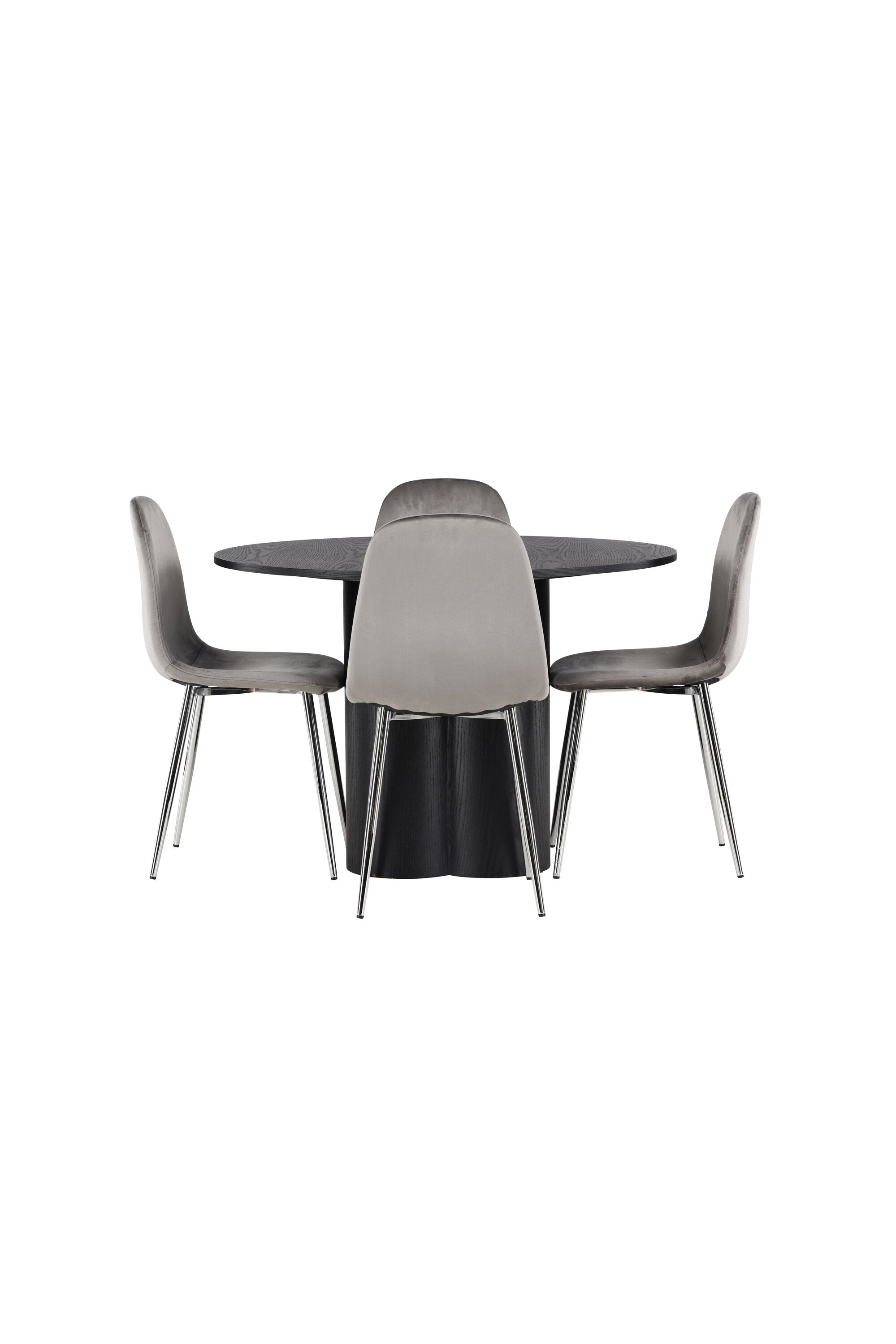 Olivia Esszimmerset + Eva ⌀110cm/4St. in Schwarz / Hellgrau / Silber präsentiert im Onlineshop von KAQTU Design AG. Esszimmerset ist von Venture Home