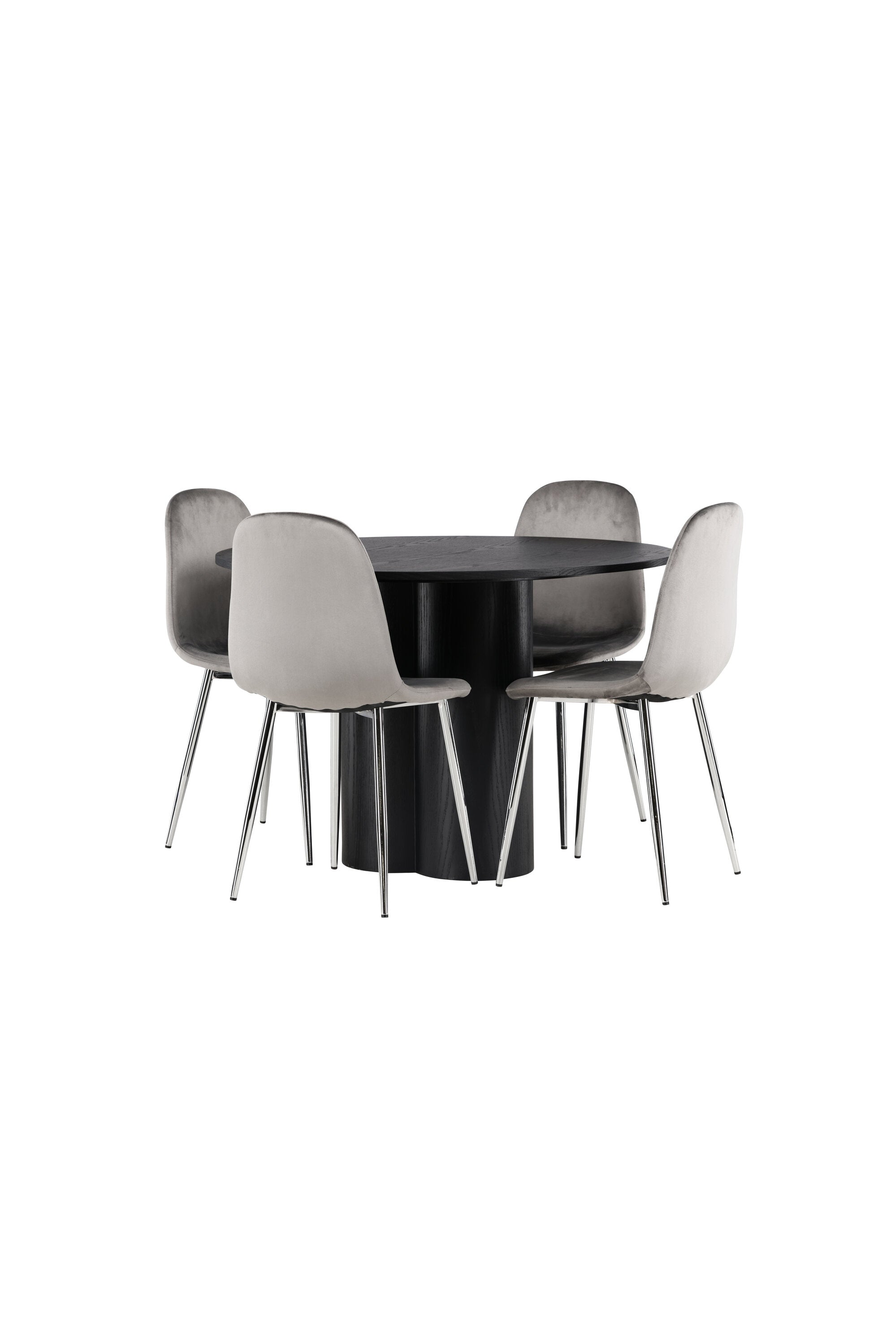 Olivia Esszimmerset + Eva ⌀110cm/4St. in Schwarz / Hellgrau / Silber präsentiert im Onlineshop von KAQTU Design AG. Esszimmerset ist von Venture Home