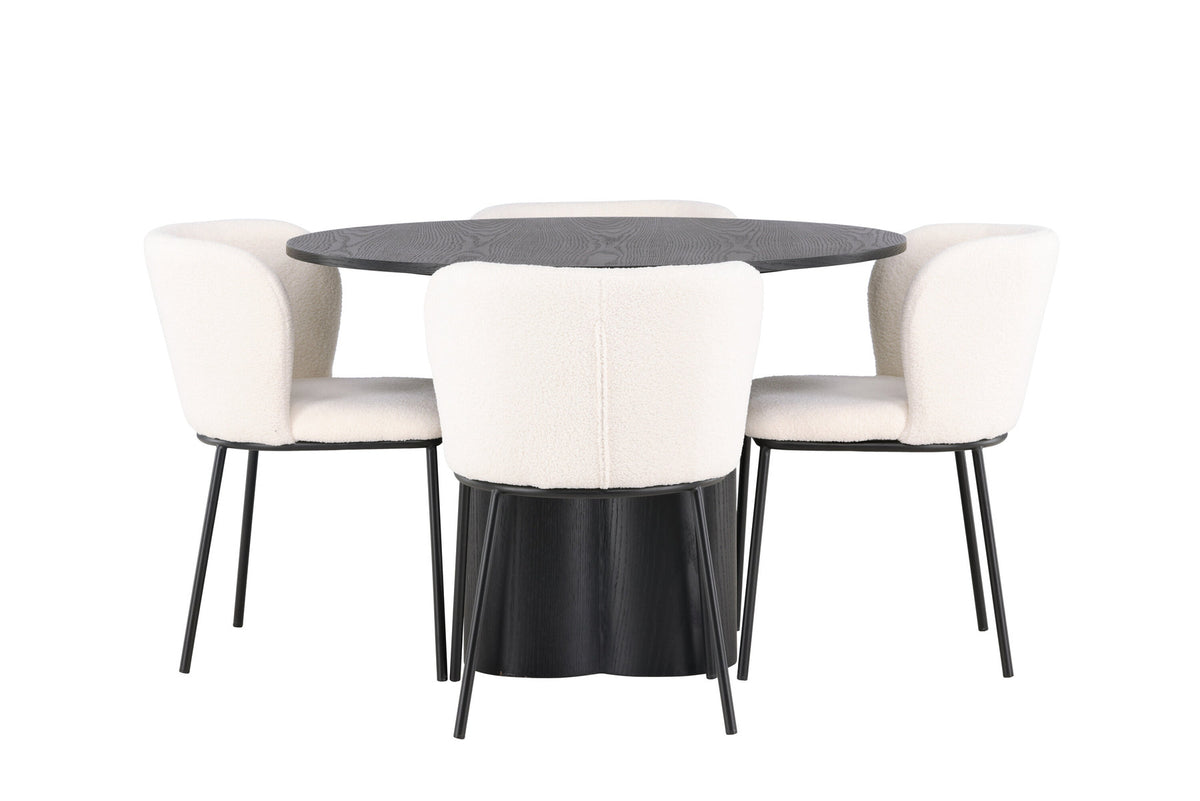 Olivia Esszimmerset + Edina ⌀110cm/4St. in Schwarz / Weiss präsentiert im Onlineshop von KAQTU Design AG. Esszimmerset ist von Venture Home