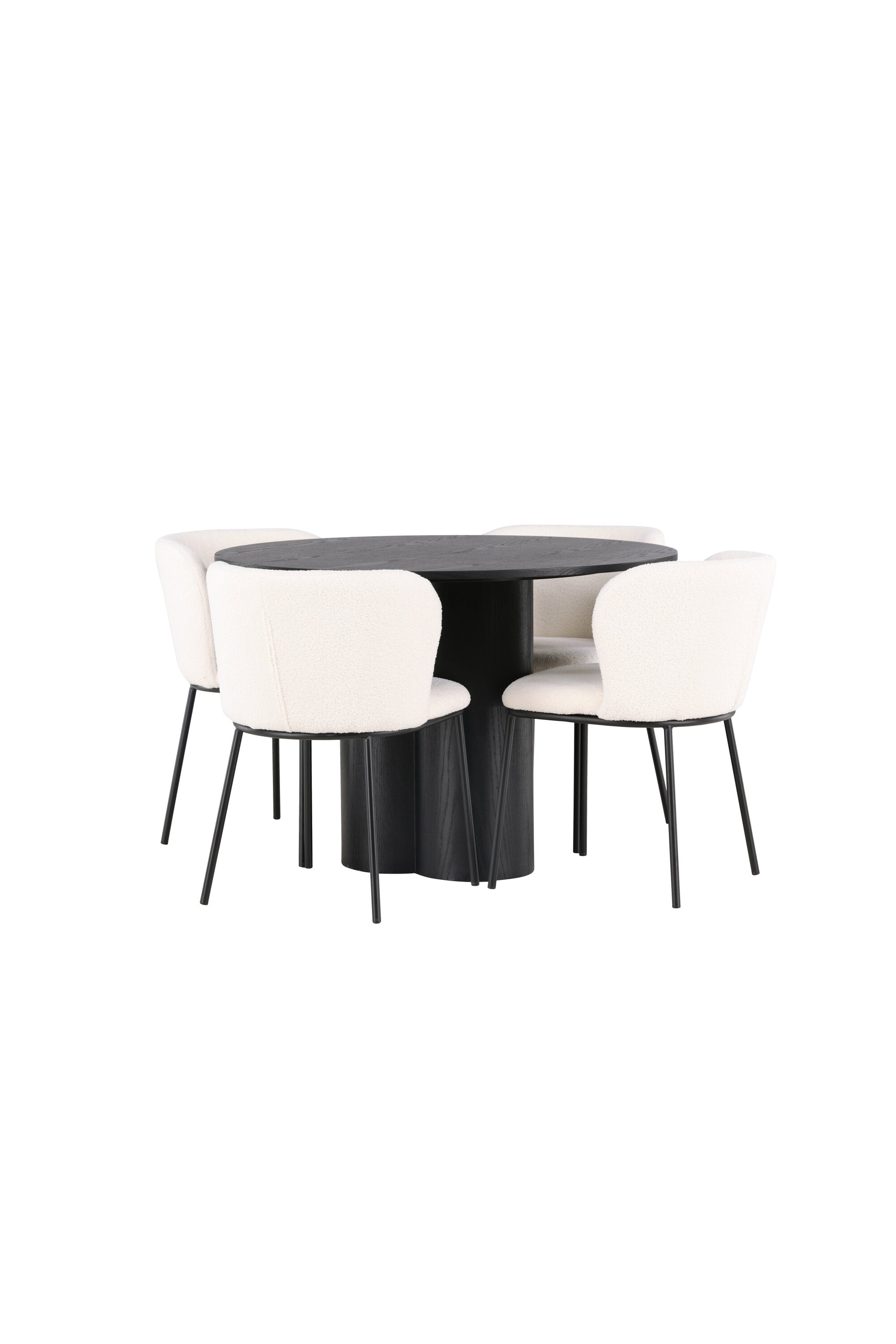 Olivia Esszimmerset + Edina ⌀110cm/4St. in Schwarz / Weiss präsentiert im Onlineshop von KAQTU Design AG. Esszimmerset ist von Venture Home