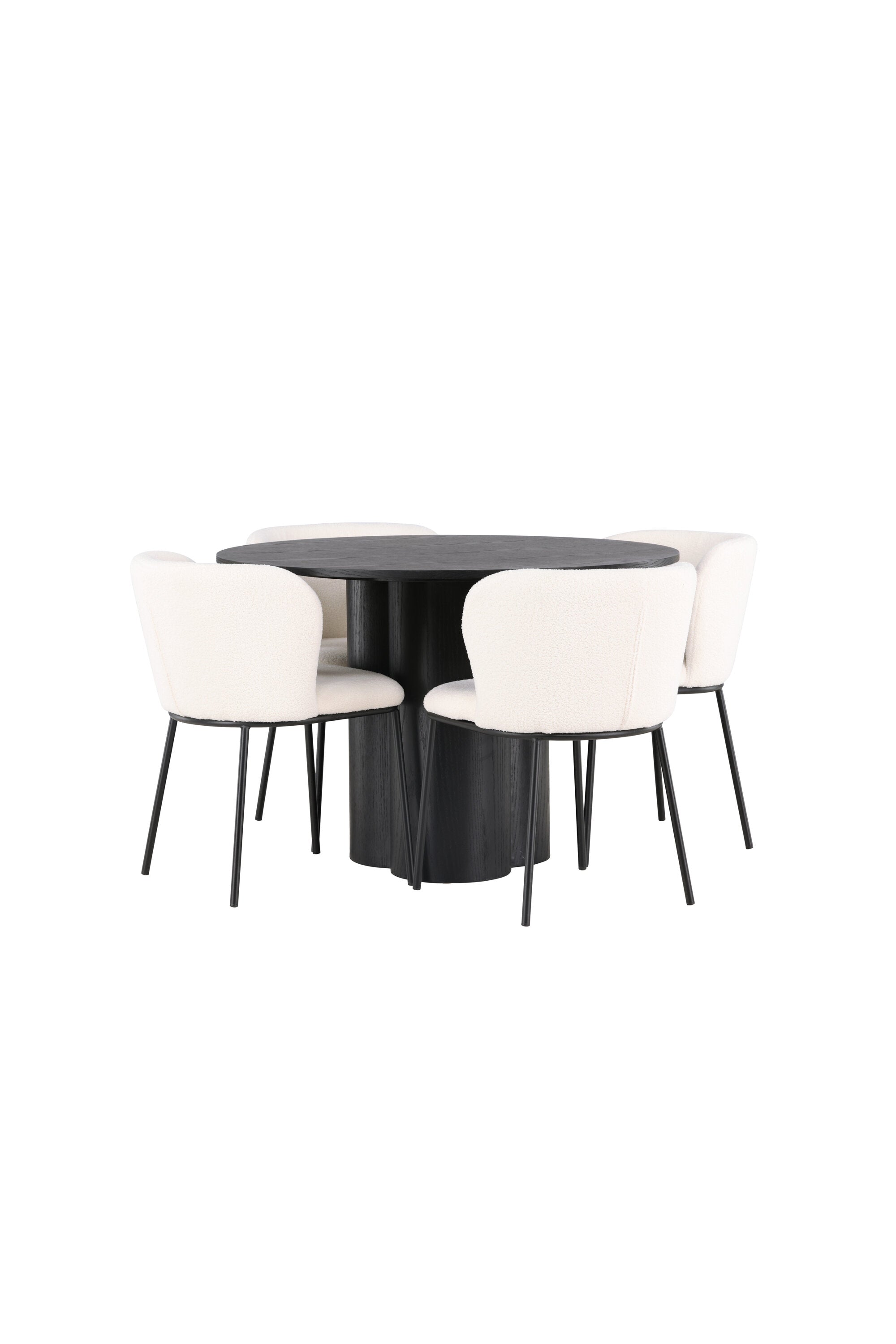 Olivia Esszimmerset + Edina ⌀110cm/4St. in Schwarz / Weiss präsentiert im Onlineshop von KAQTU Design AG. Esszimmerset ist von Venture Home