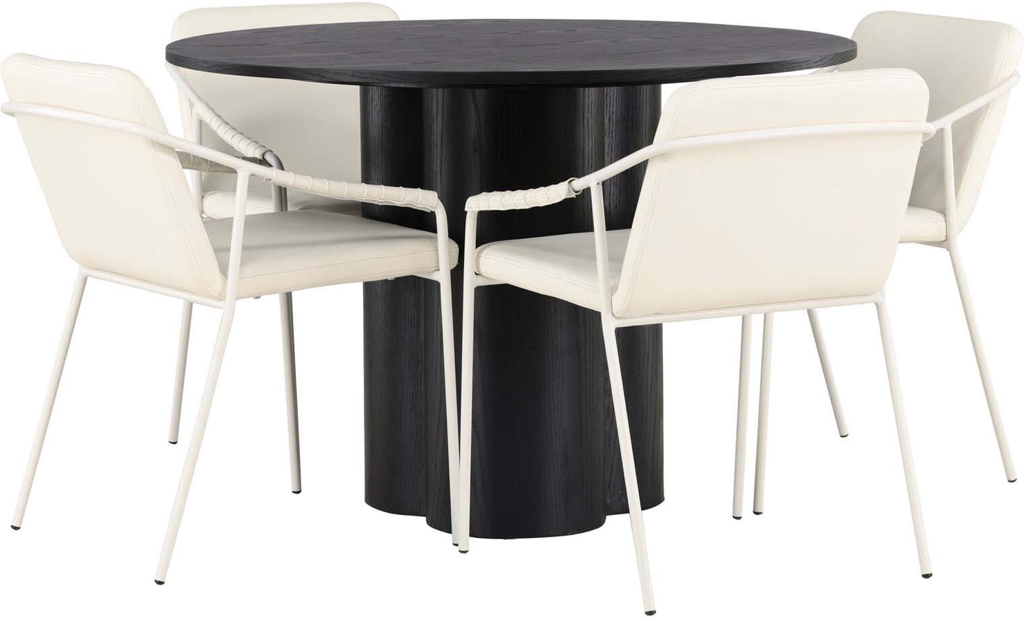 Stilvolles Olivia Esszimmerset mit rundem Tvist Tisch und 4 Stühlen.