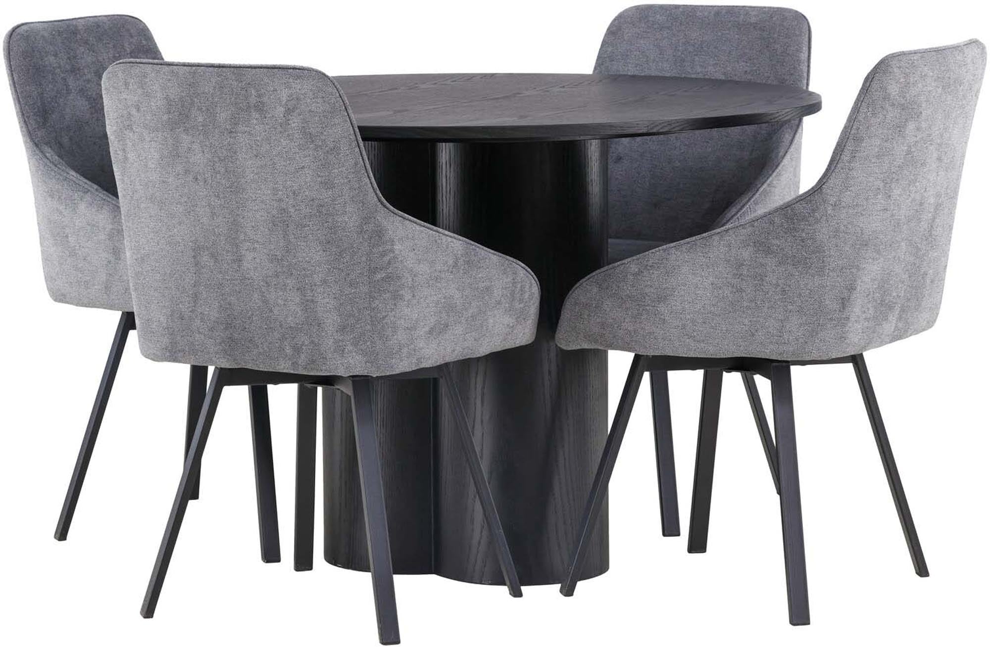 Elegantes Olivia Esszimmerset mit rundem Tisch und 4 Stühlen, 110cm.