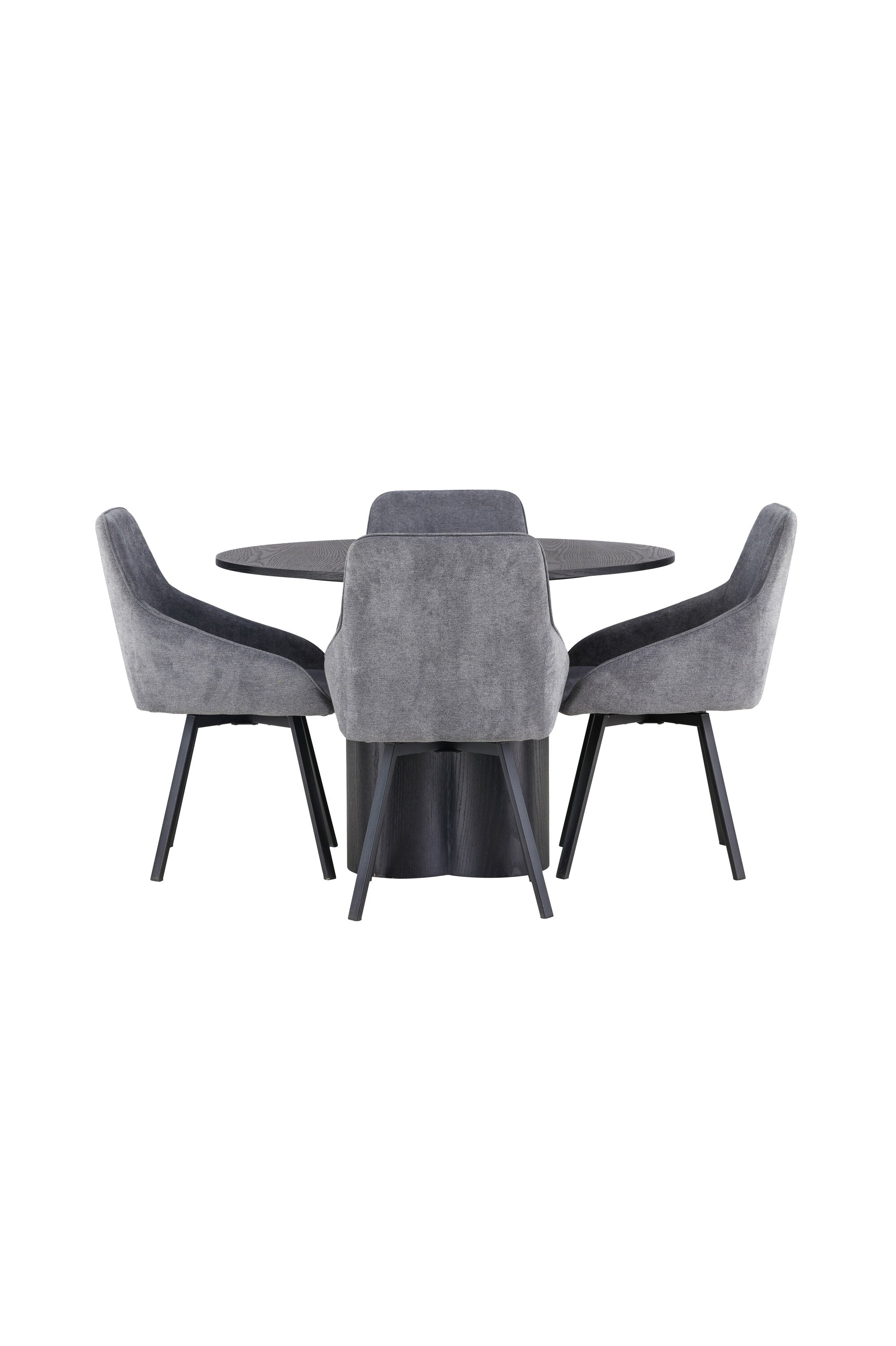 Olivia Esszimmerset + Rosie ⌀110cm/4St. in Schwarz / Grau präsentiert im Onlineshop von KAQTU Design AG. Esszimmerset ist von Venture Home