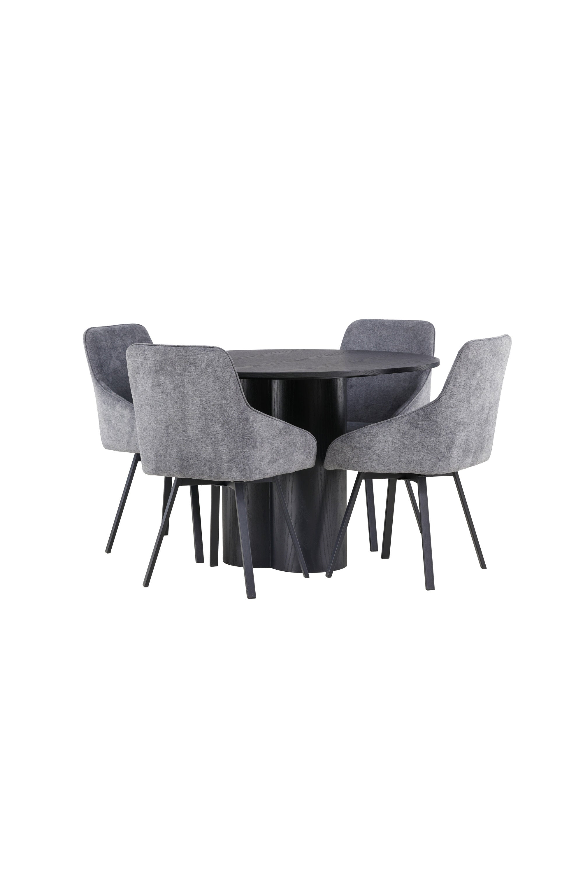 Olivia Esszimmerset + Rosie ⌀110cm/4St. in Schwarz / Grau präsentiert im Onlineshop von KAQTU Design AG. Esszimmerset ist von Venture Home