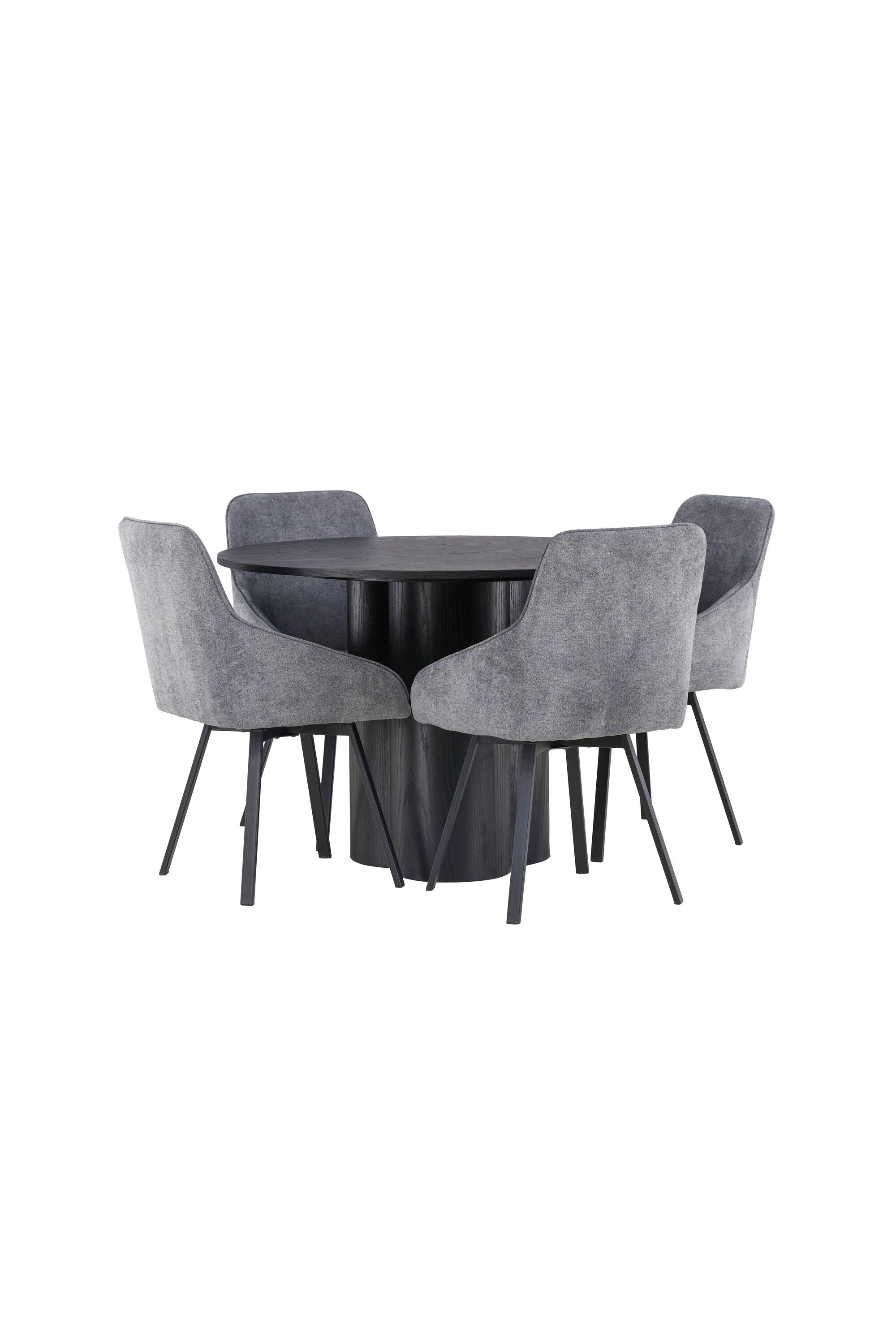Olivia Esszimmerset + Rosie ⌀110cm/4St. in Schwarz / Grau präsentiert im Onlineshop von KAQTU Design AG. Esszimmerset ist von Venture Home
