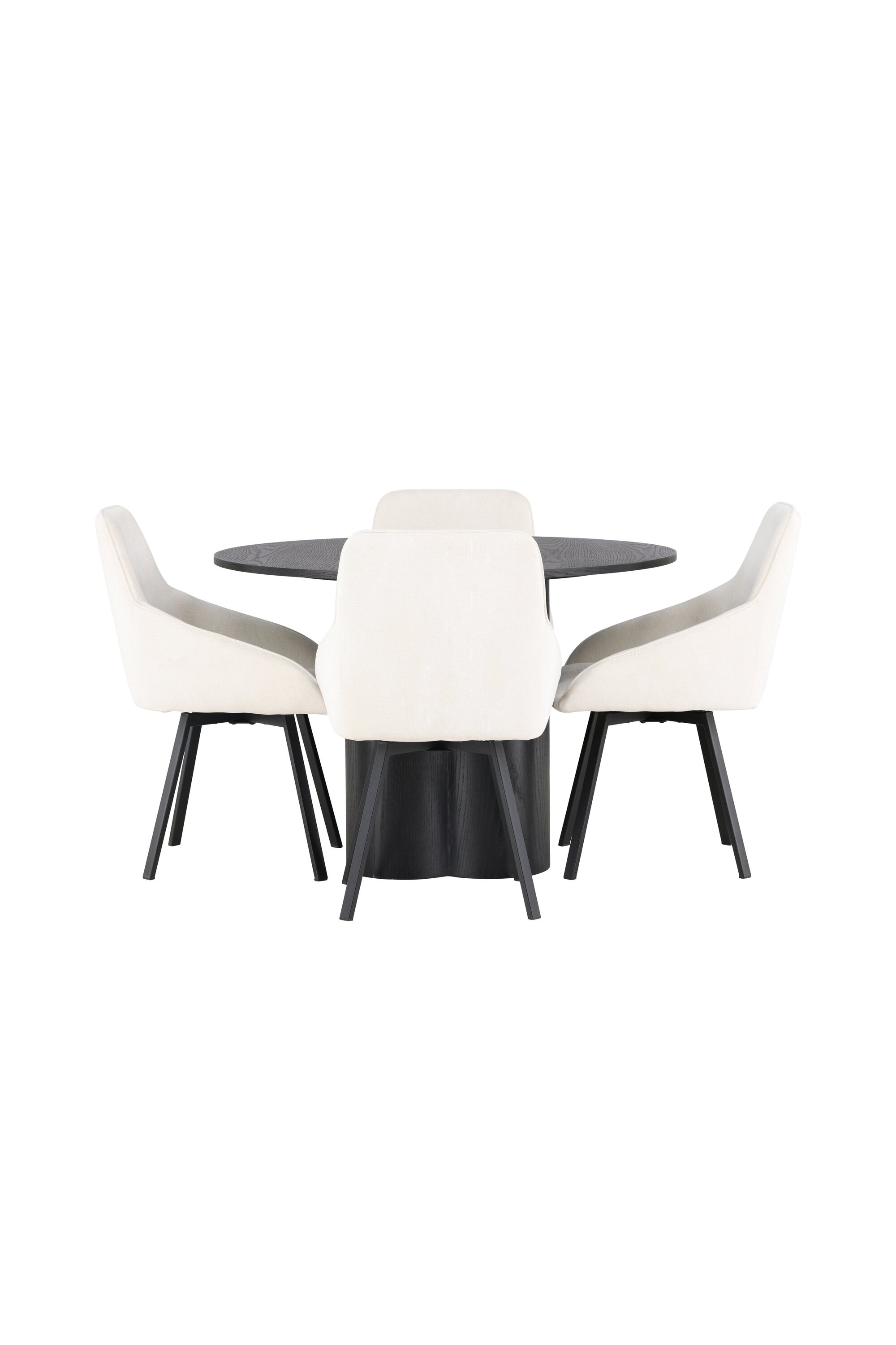 Olivia Esszimmerset + Rosie ⌀110cm/4St. in Beige / Schwarz präsentiert im Onlineshop von KAQTU Design AG. Esszimmerset ist von Venture Home