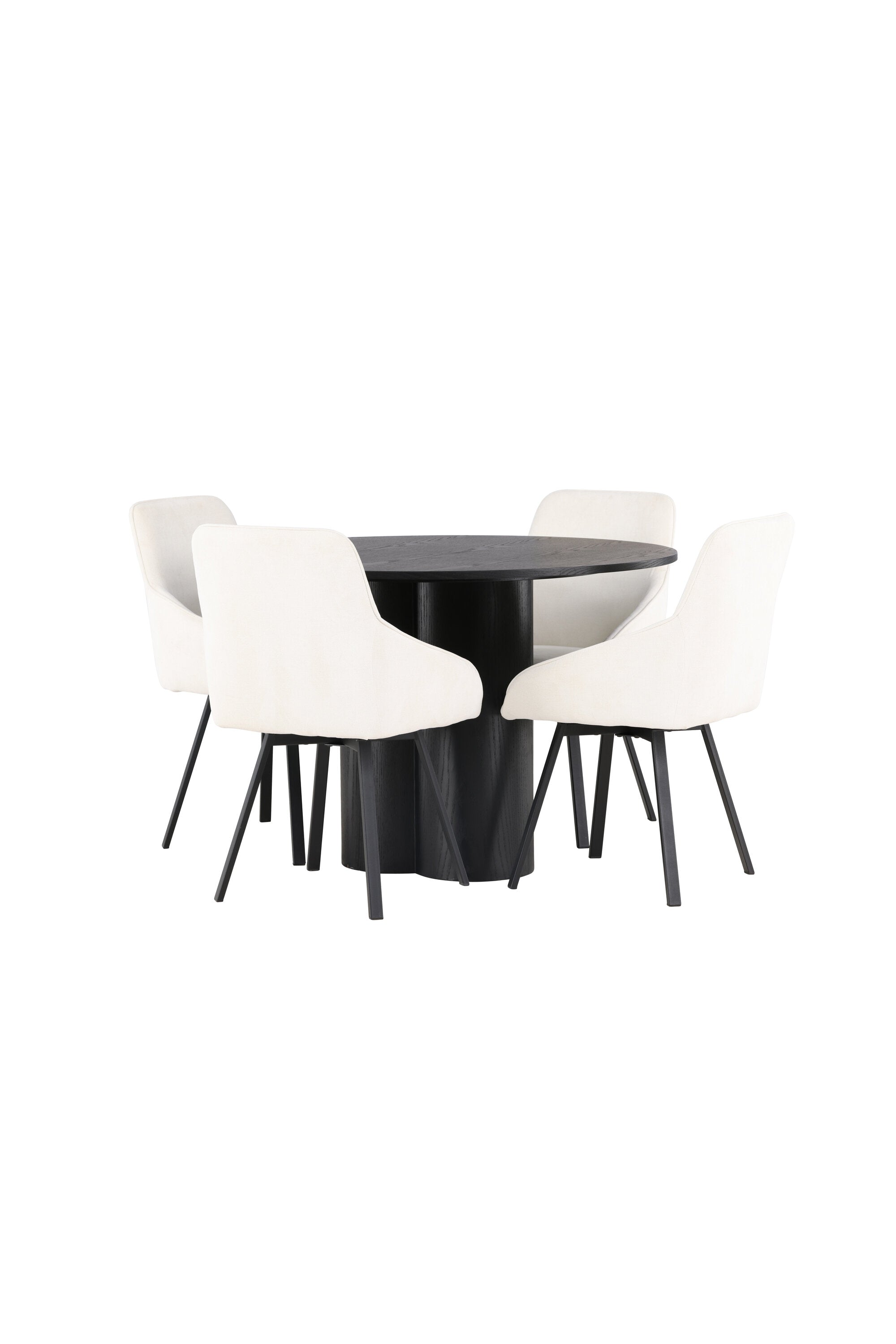 Olivia Esszimmerset + Rosie ⌀110cm/4St. in Beige / Schwarz präsentiert im Onlineshop von KAQTU Design AG. Esszimmerset ist von Venture Home