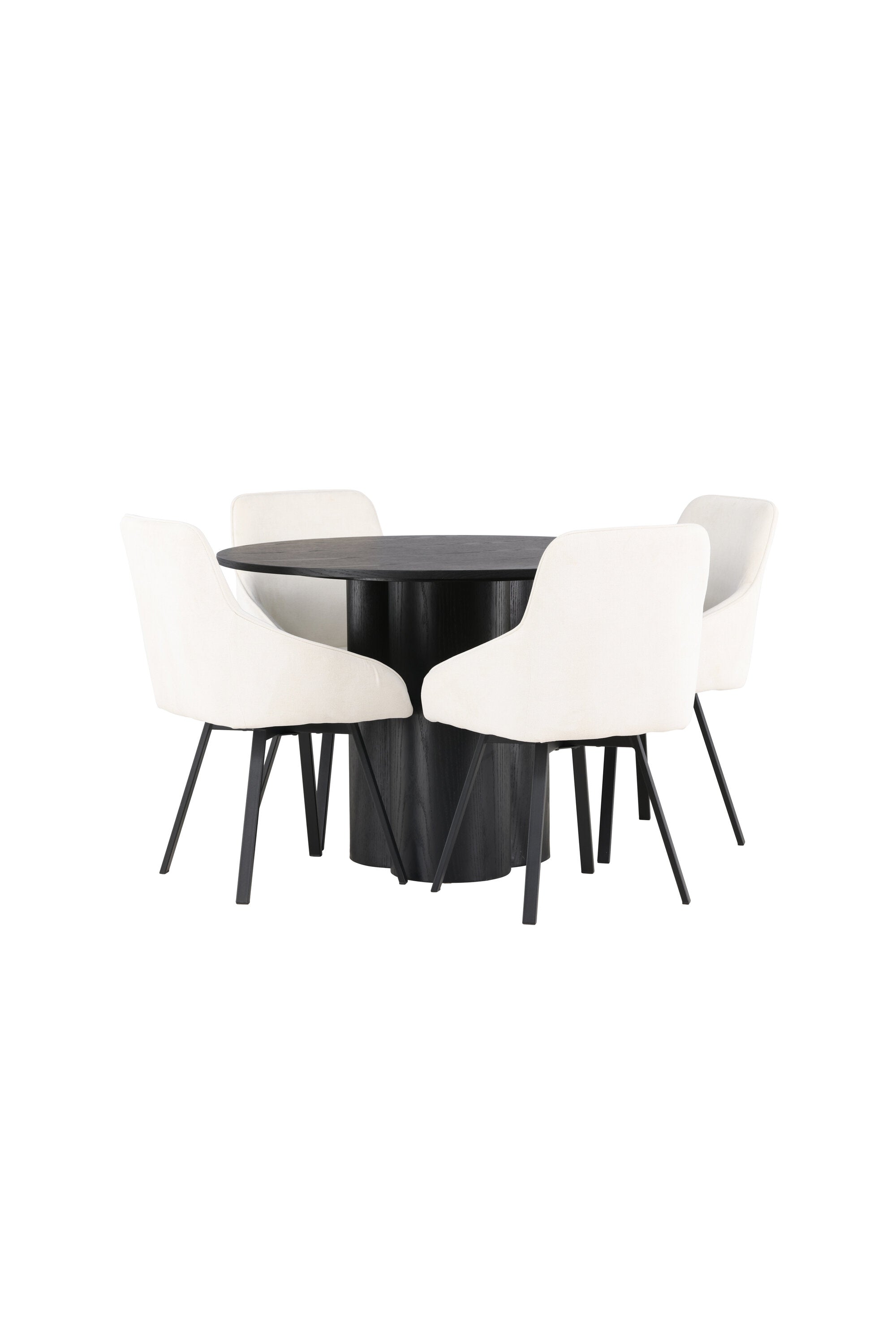 Olivia Esszimmerset + Rosie ⌀110cm/4St. in Beige / Schwarz präsentiert im Onlineshop von KAQTU Design AG. Esszimmerset ist von Venture Home