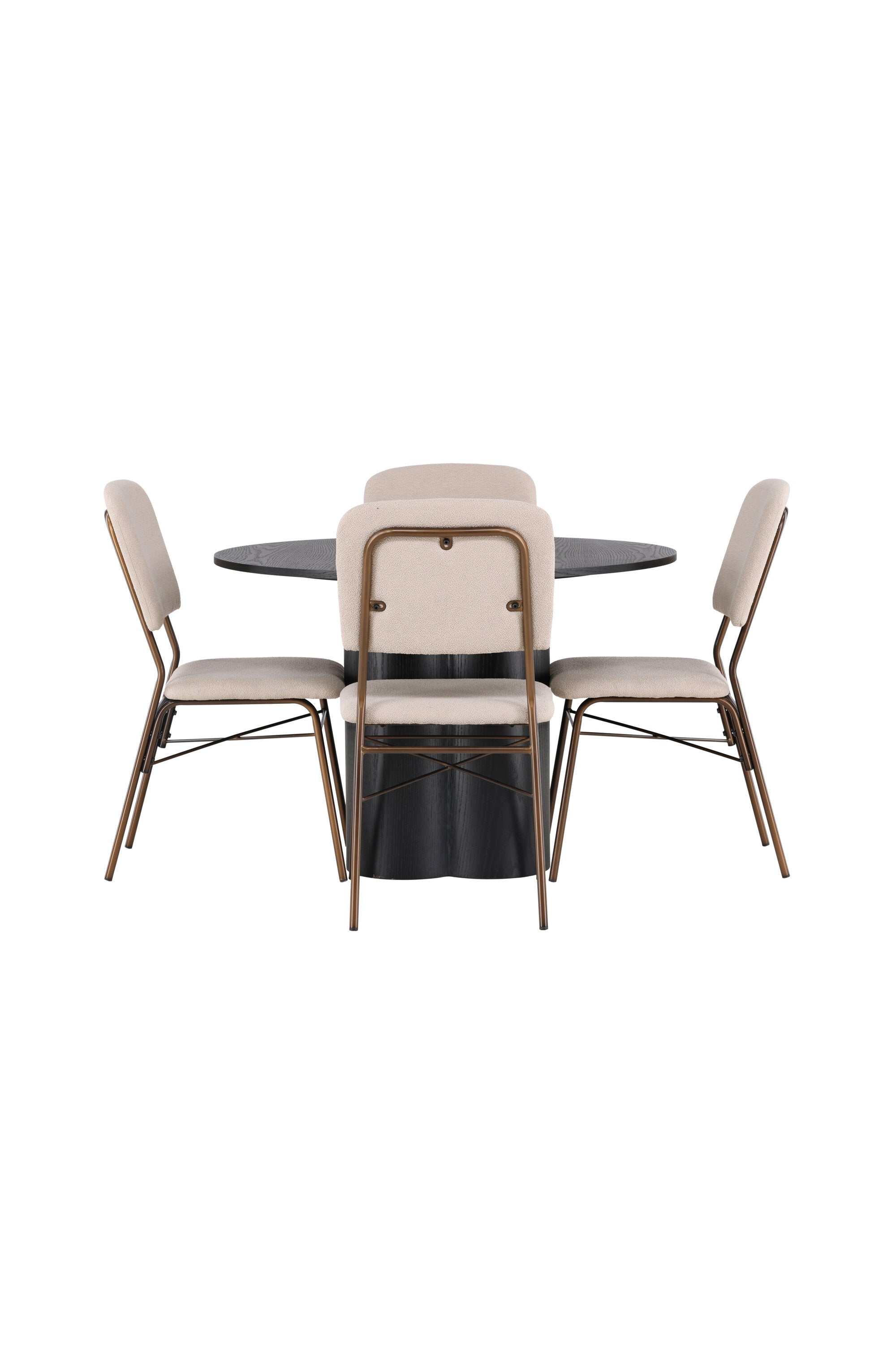 Olivia Esszimmerset + Seda ⌀110cm/4St. in Beige / Schwarz präsentiert im Onlineshop von KAQTU Design AG. Esszimmerset ist von Venture Home