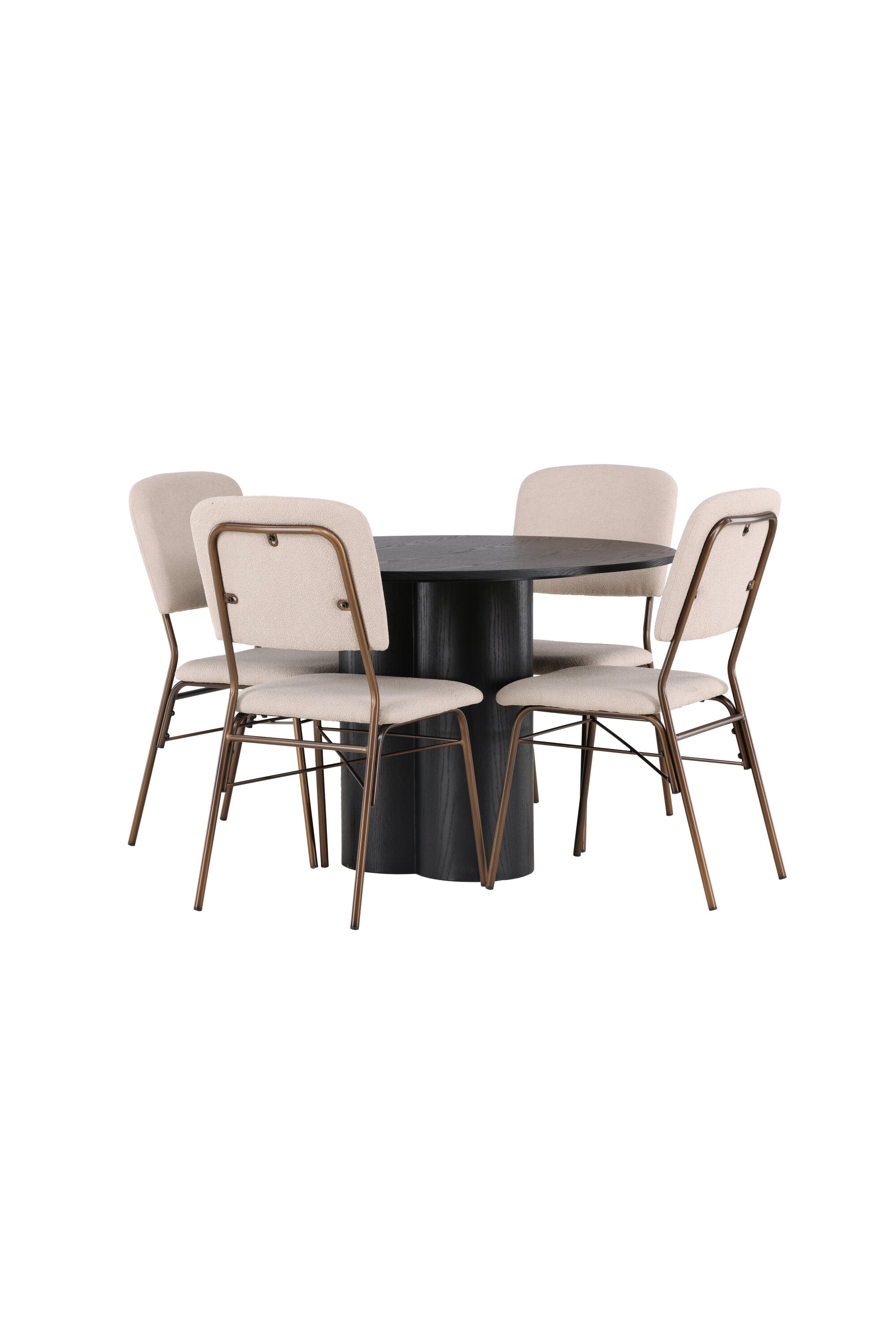 Olivia Esszimmerset + Seda ⌀110cm/4St. in Beige / Schwarz präsentiert im Onlineshop von KAQTU Design AG. Esszimmerset ist von Venture Home