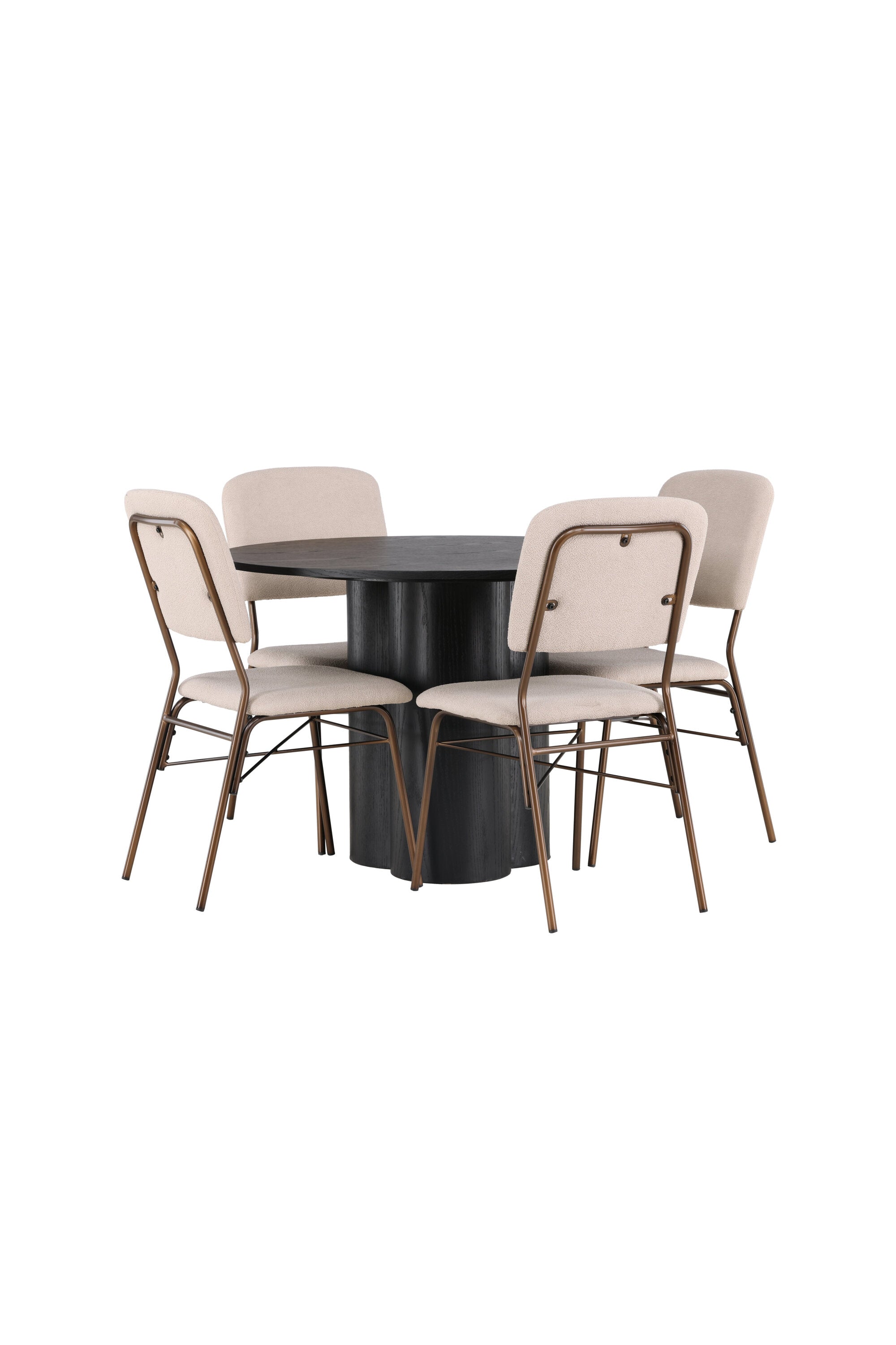 Olivia Esszimmerset + Seda ⌀110cm/4St. in Beige / Schwarz präsentiert im Onlineshop von KAQTU Design AG. Esszimmerset ist von Venture Home