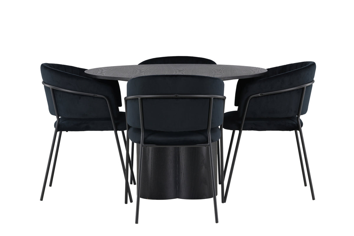 Olivia Esszimmerset + Selma ⌀110cm/4St. in Schwarz präsentiert im Onlineshop von KAQTU Design AG. Esszimmerset ist von Venture Home