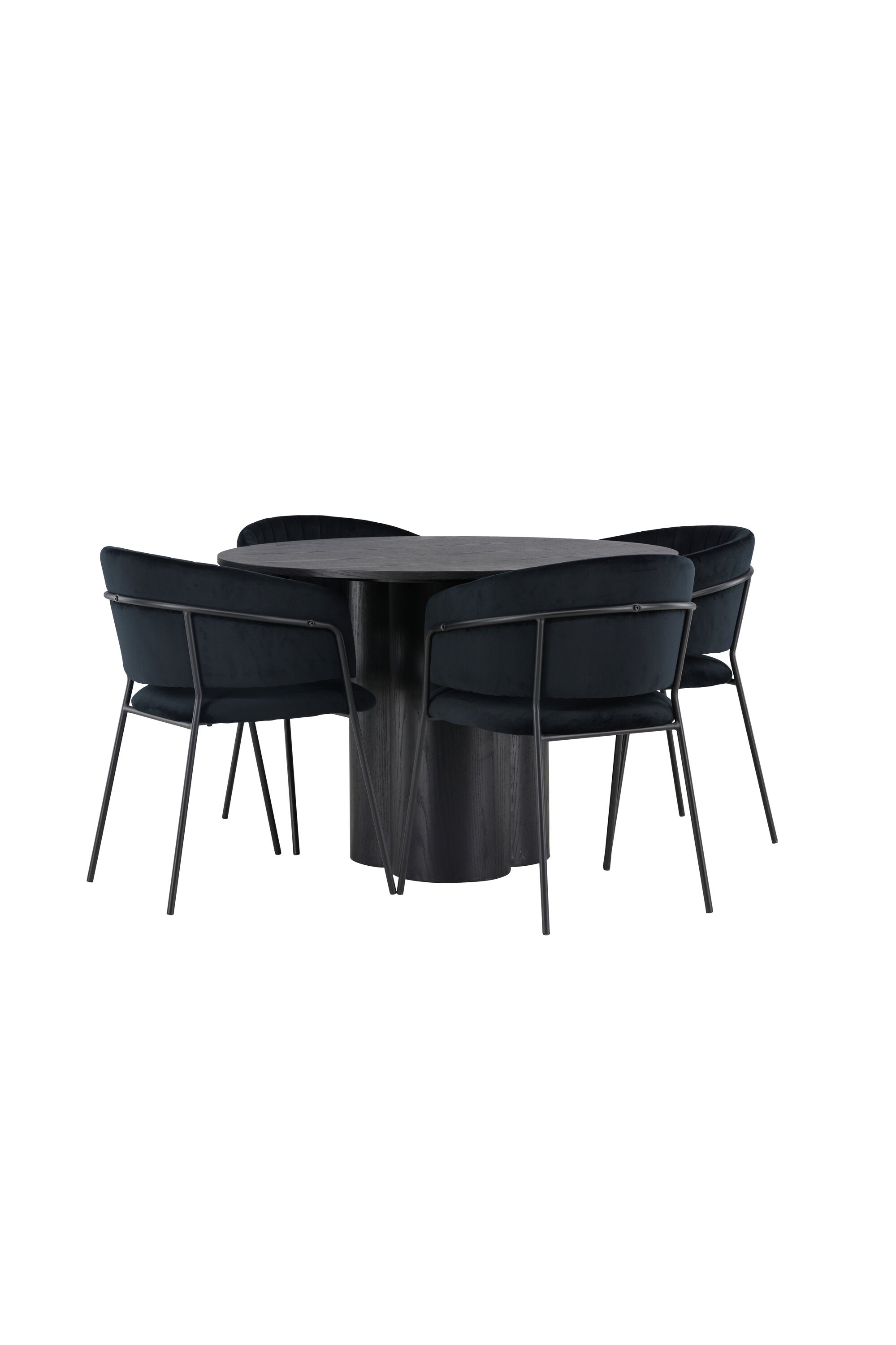 Olivia Esszimmerset + Selma ⌀110cm/4St. in Schwarz präsentiert im Onlineshop von KAQTU Design AG. Esszimmerset ist von Venture Home