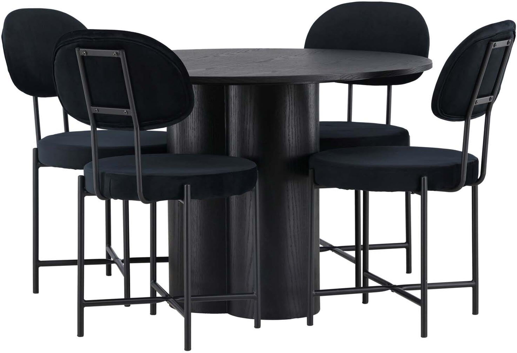 Esszimmerset Olivia & Stella: runder Tisch 110 cm, 4 ergonomische Stühle, modernes Design, hochwertige Materialien, ideal für gemütliche Zusammenkünfte.