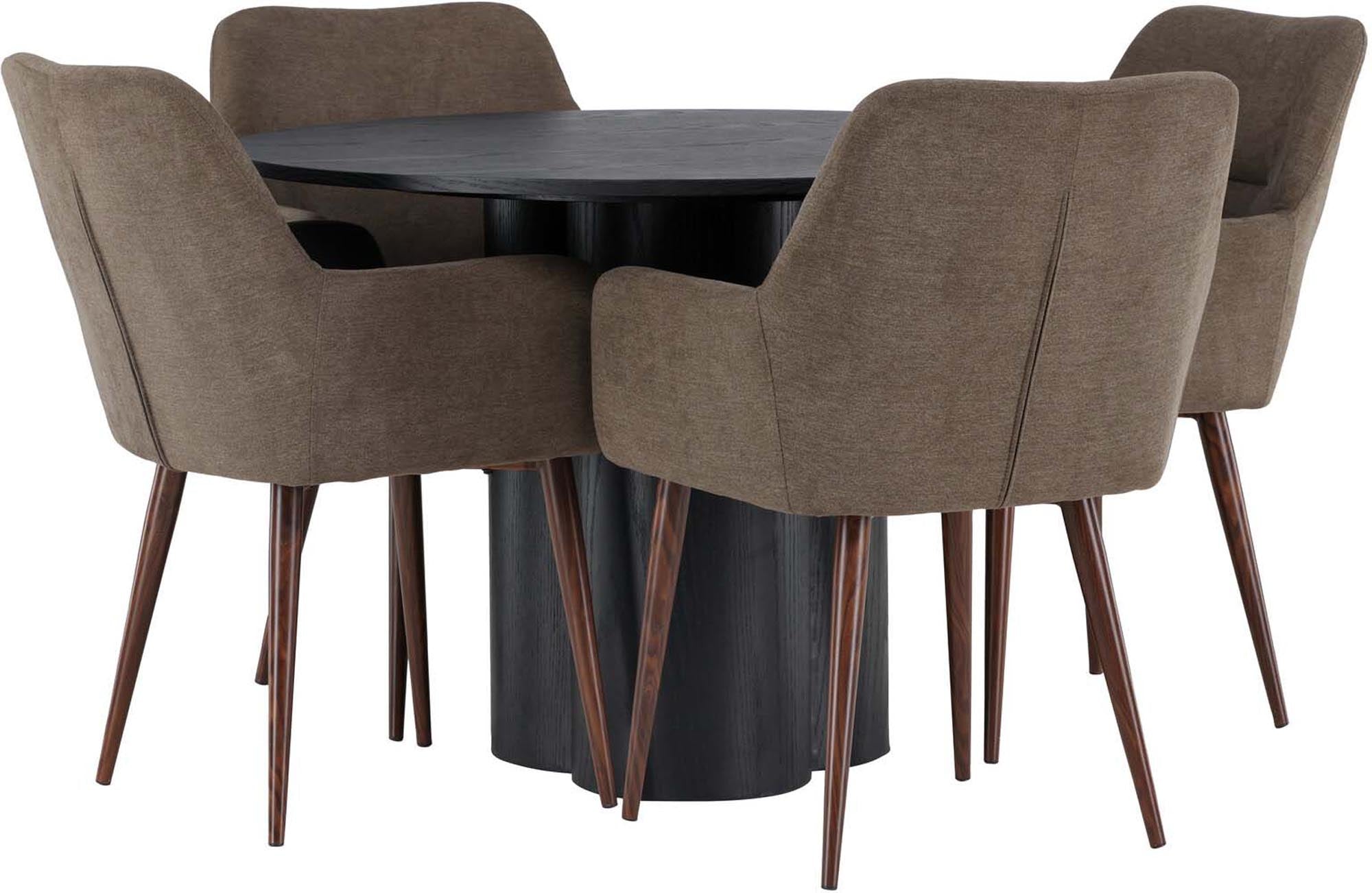 Stilvolles Olivia Esszimmerset mit rundem Tisch und 4 Stühlen.